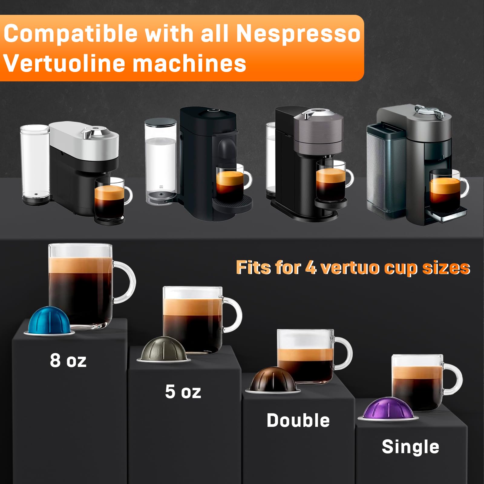 NESSUS Refill Kit for Reusable Nespresso Vertuo Pods, Lid Quick Opener for Original Seal, 50PCS Aluminum Foil Lids, Tamp & Press Refillable Vertuo Capsules Holder and Brush