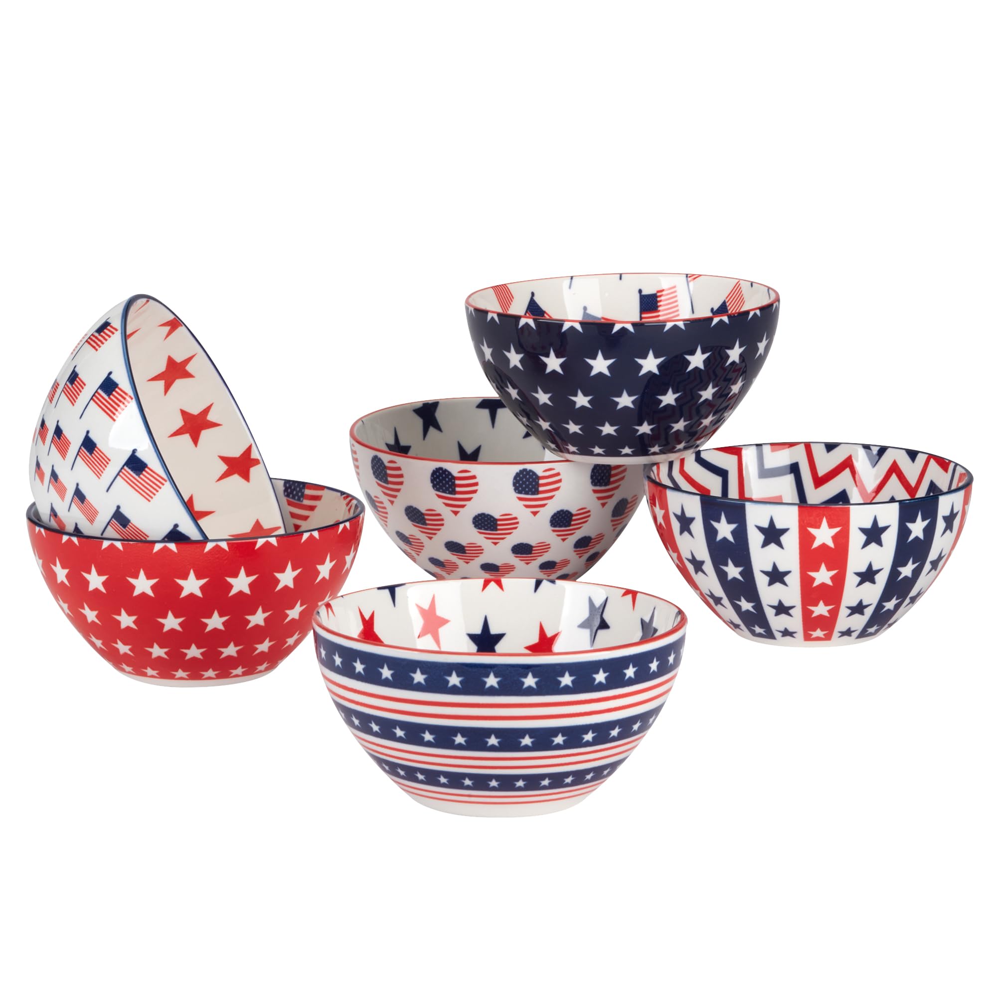 Certified International Patriotic 16 oz. Bowls,Set of 6