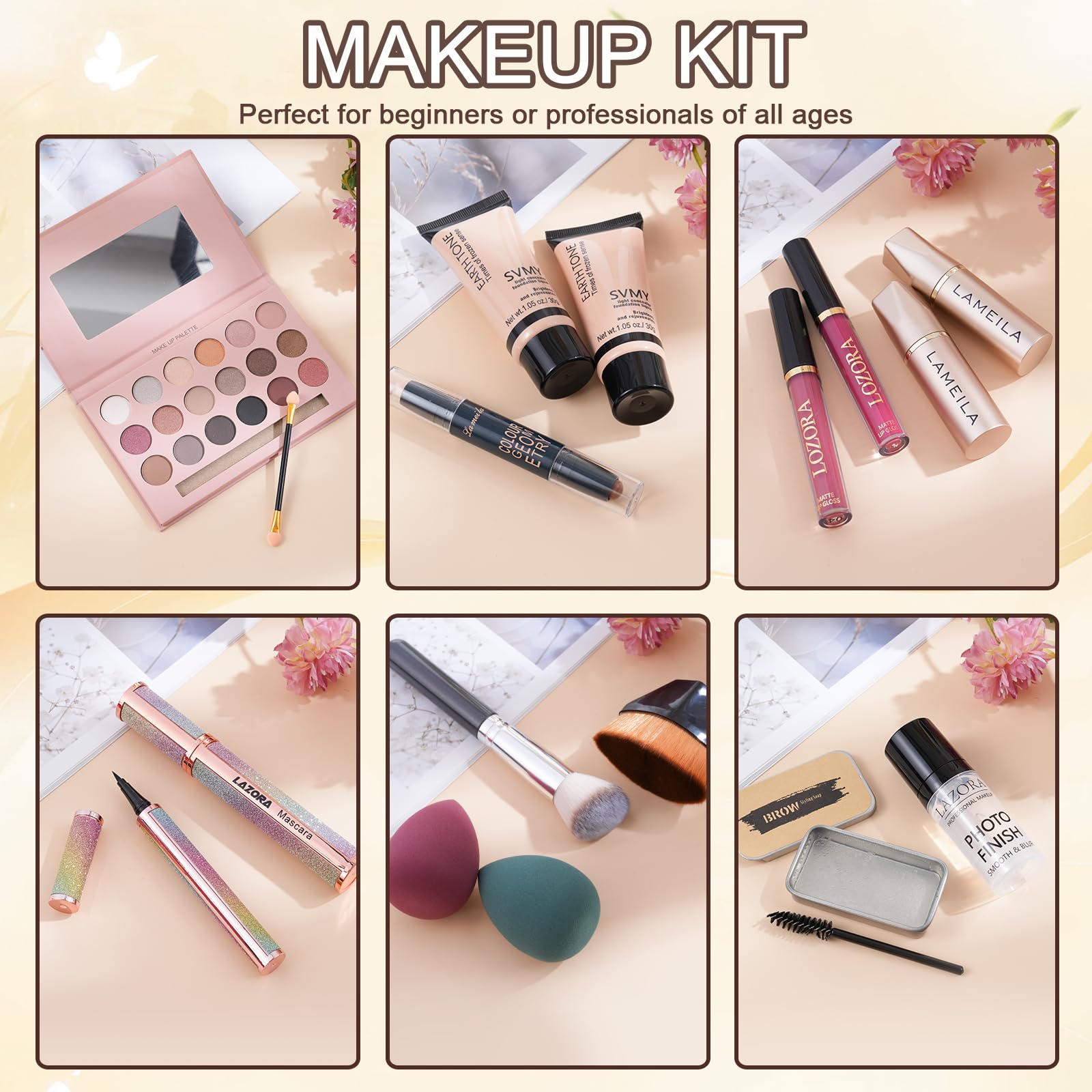 All in One Makeup Kit for Women Full Kit Makeup Gift Set for Women & Girls Makeup Sets for Teens Girls 18Color Eyeshadow Palette Lipstick Eyebrow Pencil Makeup Set for Women Girls Teens