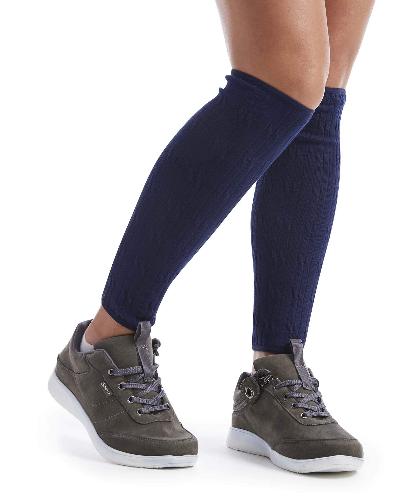Silvert's Adaptive Clothing & Footwear Men’s & Women’s Cable Sweaterknit Leg Warmer - Navy