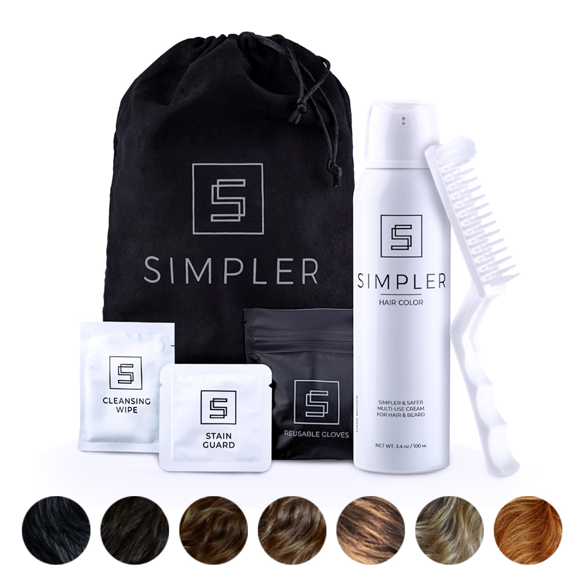 Simpler Hair Color for Men Color Kit for Full Gray Coverage - Natural Black Hair & Beard Dye for Men - Easy Hair Color Kit for 100% Gray Hair Coverage - Jet Black Hair Dye