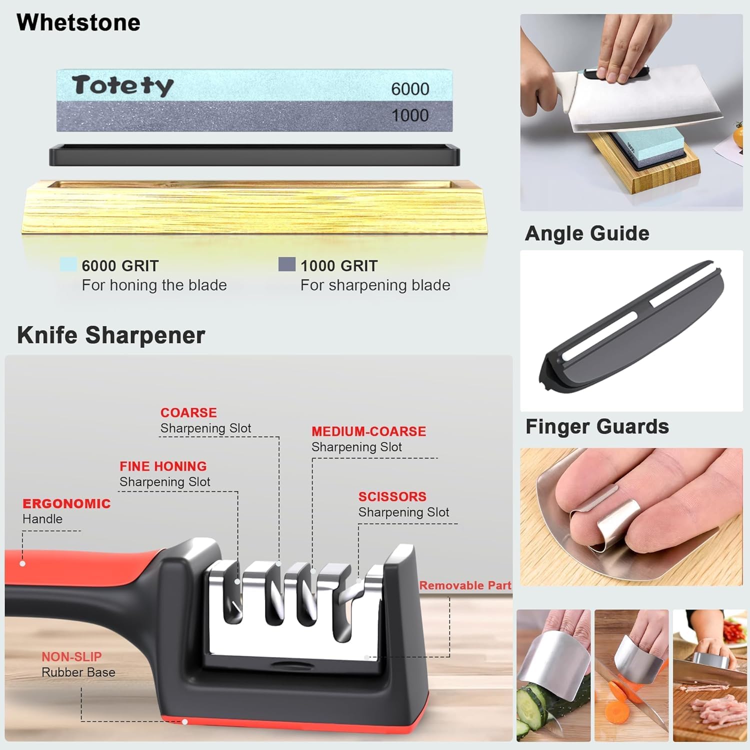 Whetstone, Sharpening Stone, Knife Sharpening Stone, Whetstone Knife Sharpener, Kitchen Knife Sharpener, Dual Grit 1000/6000 Water Stone with Non-Slip Base, Wet Stone, Knife Sharpener&Angle Guide