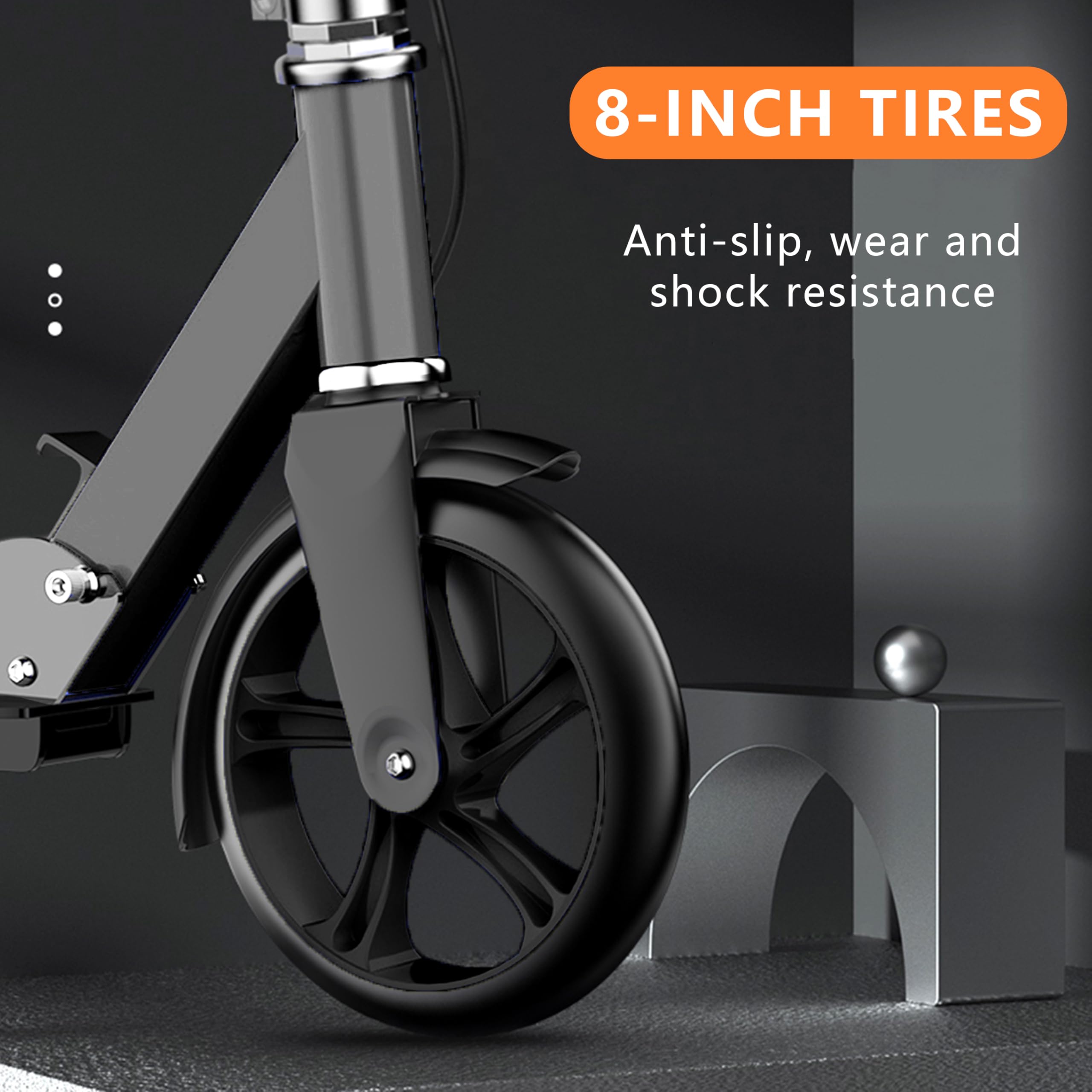 Scooters for Kids 9-25, Teens & Adults - Foldable Commuter Scooter with Bell, Hand Brake & Adjustable Height, 260 LB Weight Capacity, Perfect for School, Campus, Park Rides