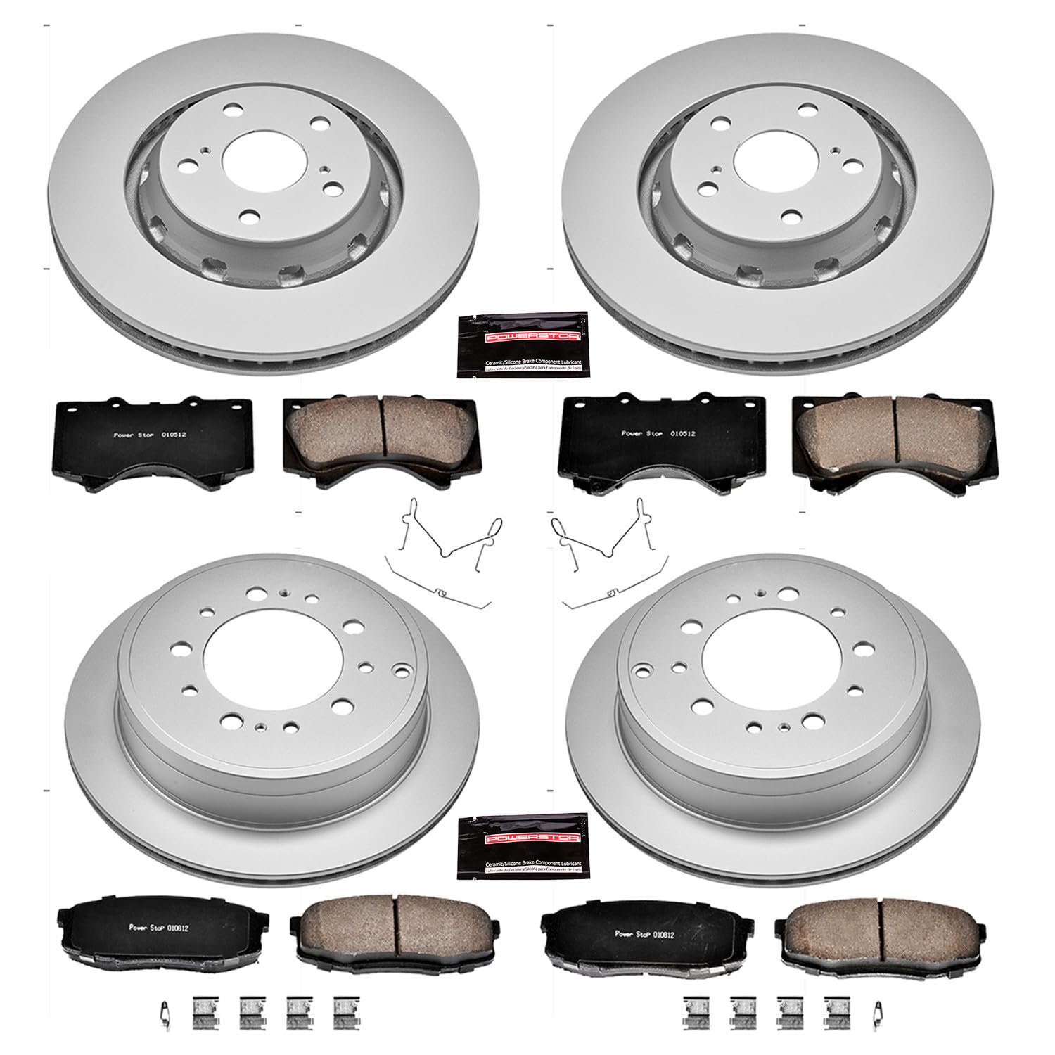 Power Stop CRK2813 Front and Rear Coated Brake Rotors and Ceramic Brake Pads For 2016-2021 Lexus LX570 | 2016-20201 Toyota Land Cruiser | 2008-2022 Toyota Sequoia | 2007-2021 Toyota Tundra