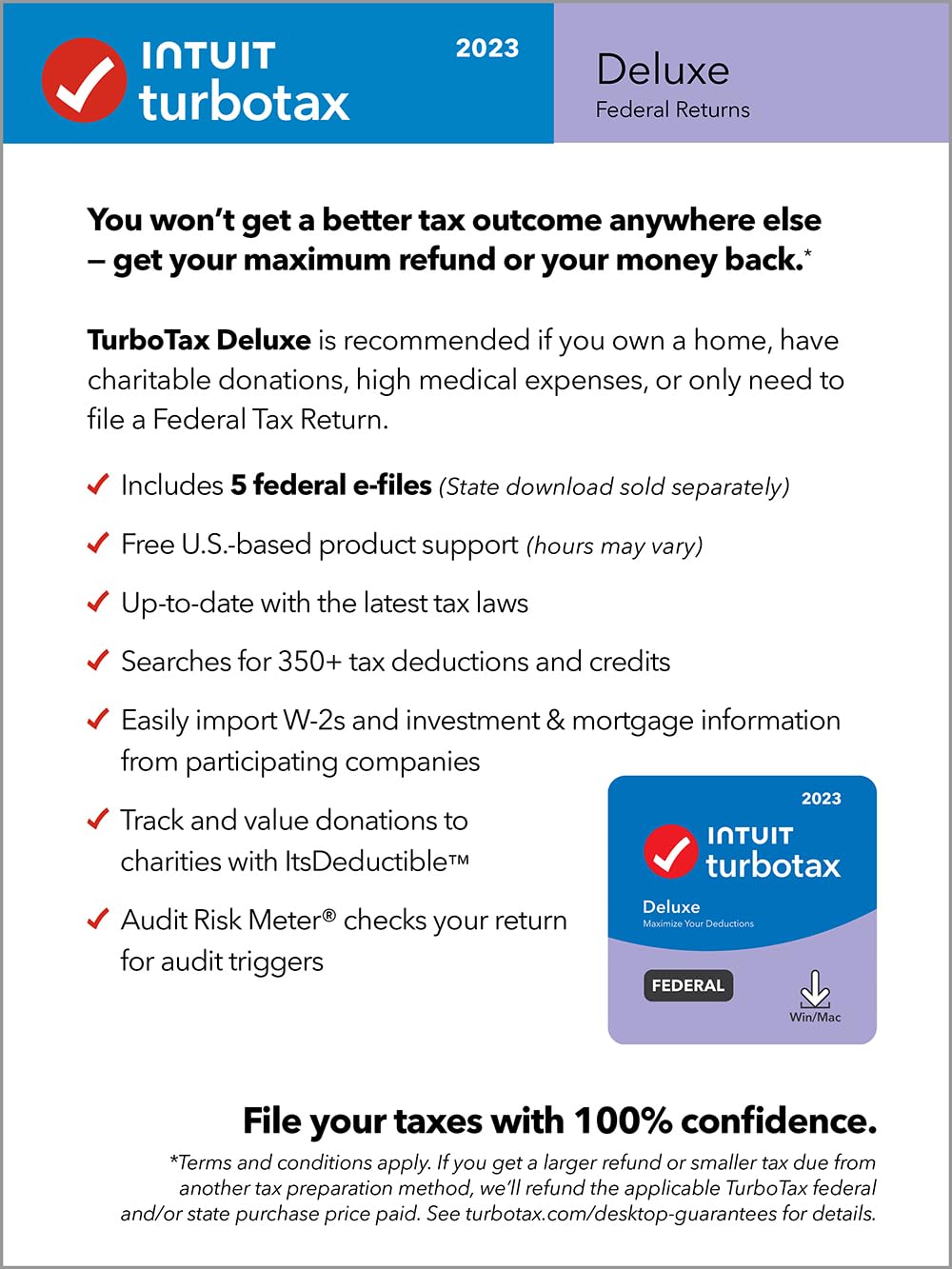 [Old Version] TurboTax Deluxe 2023, Federal Tax Return [PC/Mac Download]