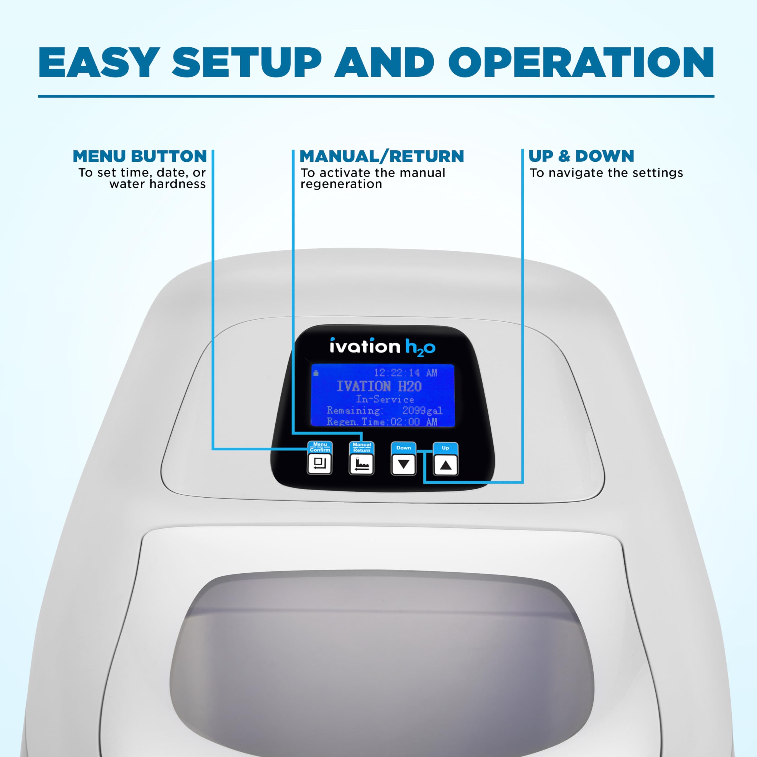 Ivation H2O 40,000 Grain, Water Softener System, Water Softner, with Patented Ceramic Discs, Automatic Whole House Soft Water Regeneration Reduces Magnesium & Hard Minerals & Improves Water Quality