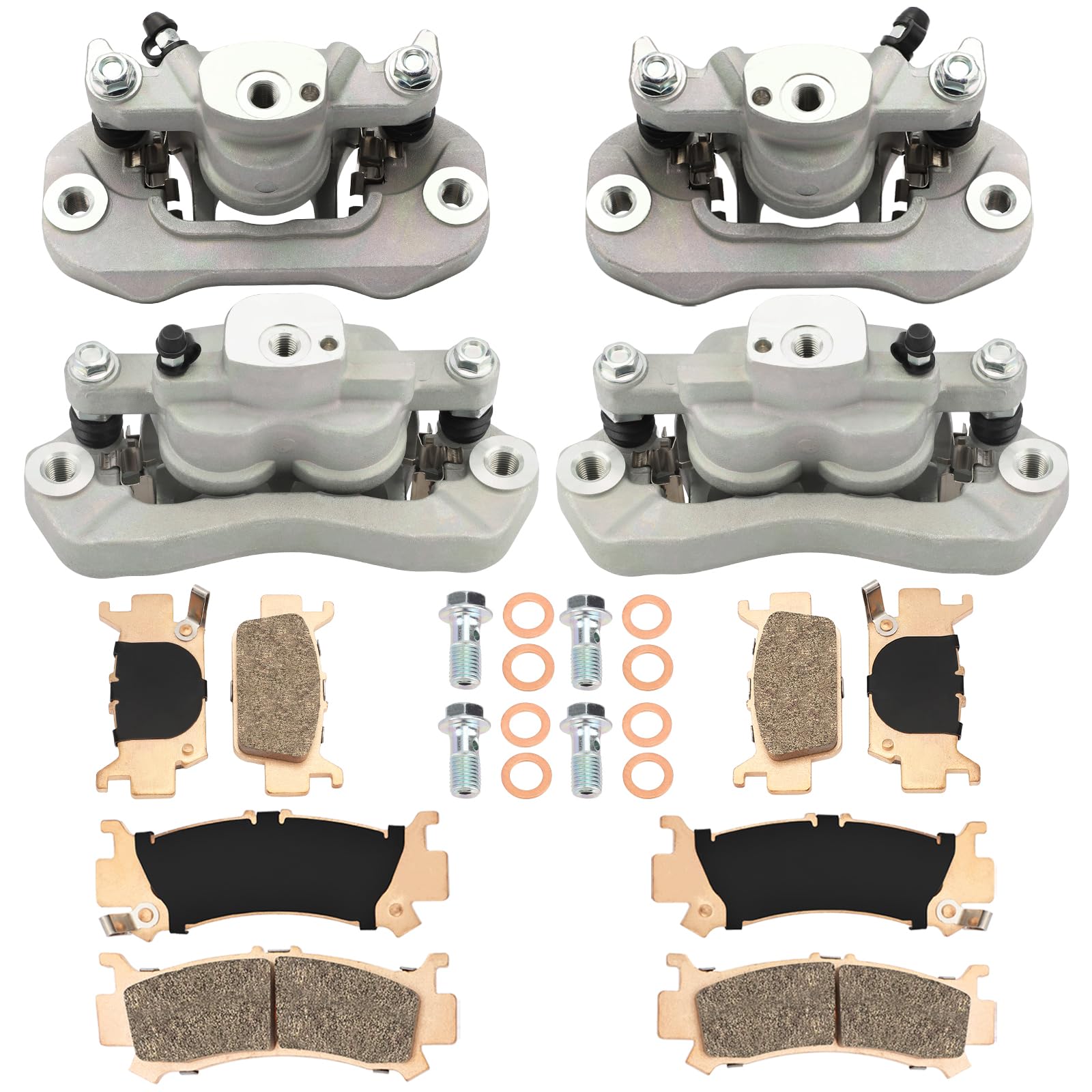 M MATI Front & Rear Disc Brake Calipers with Sintered Pads for Honda Pioneer 1000 Talon 1000 1000X 1000R SXS1000 2016-2023