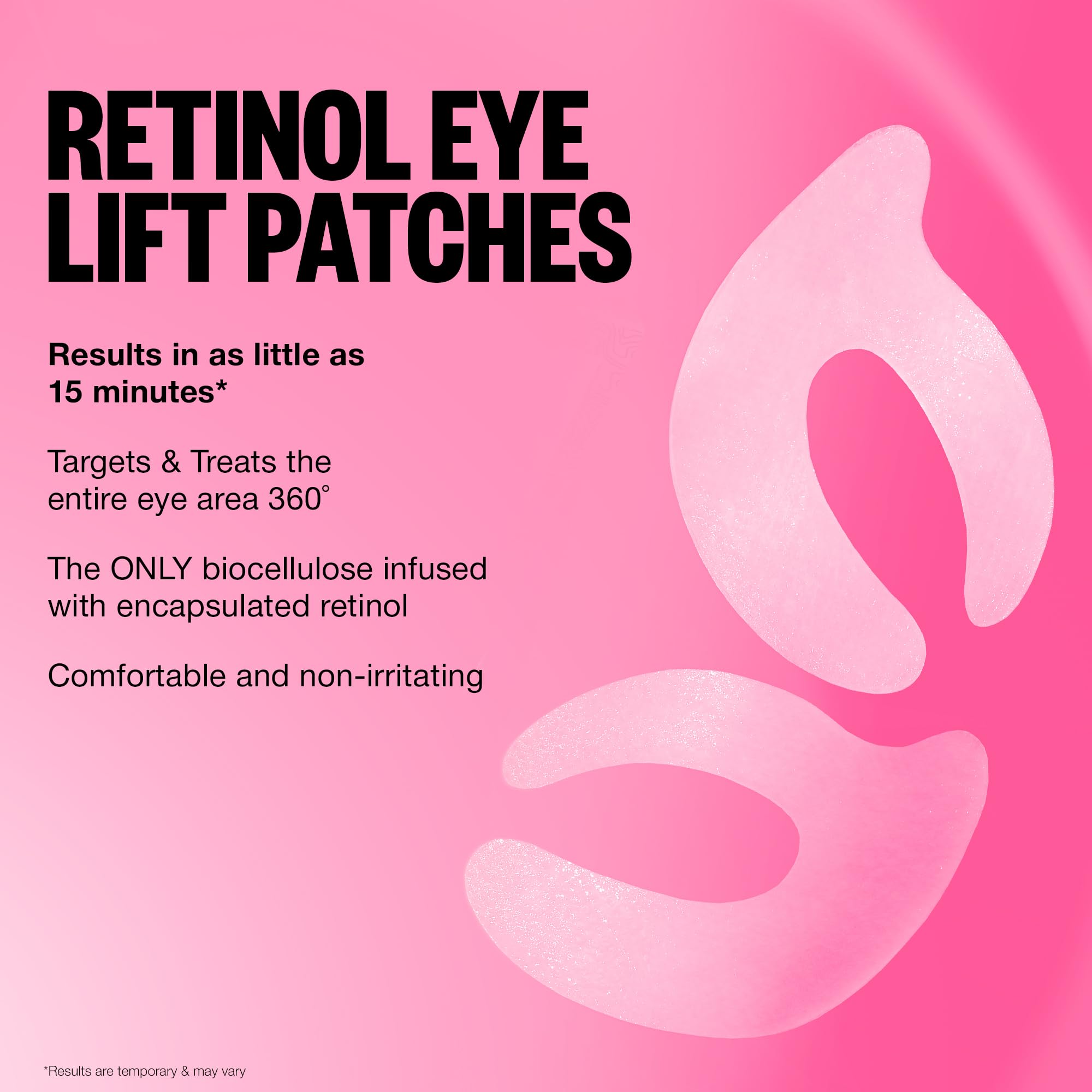 PEACE OUT Retinol Eye Lift Patches, 360° Biocellulose Eye Mask with Encapsulated Retinol & Peptides, Firming and Smoothing Eye Patches for Fine Lines, Wrinkles, 5 Pairs