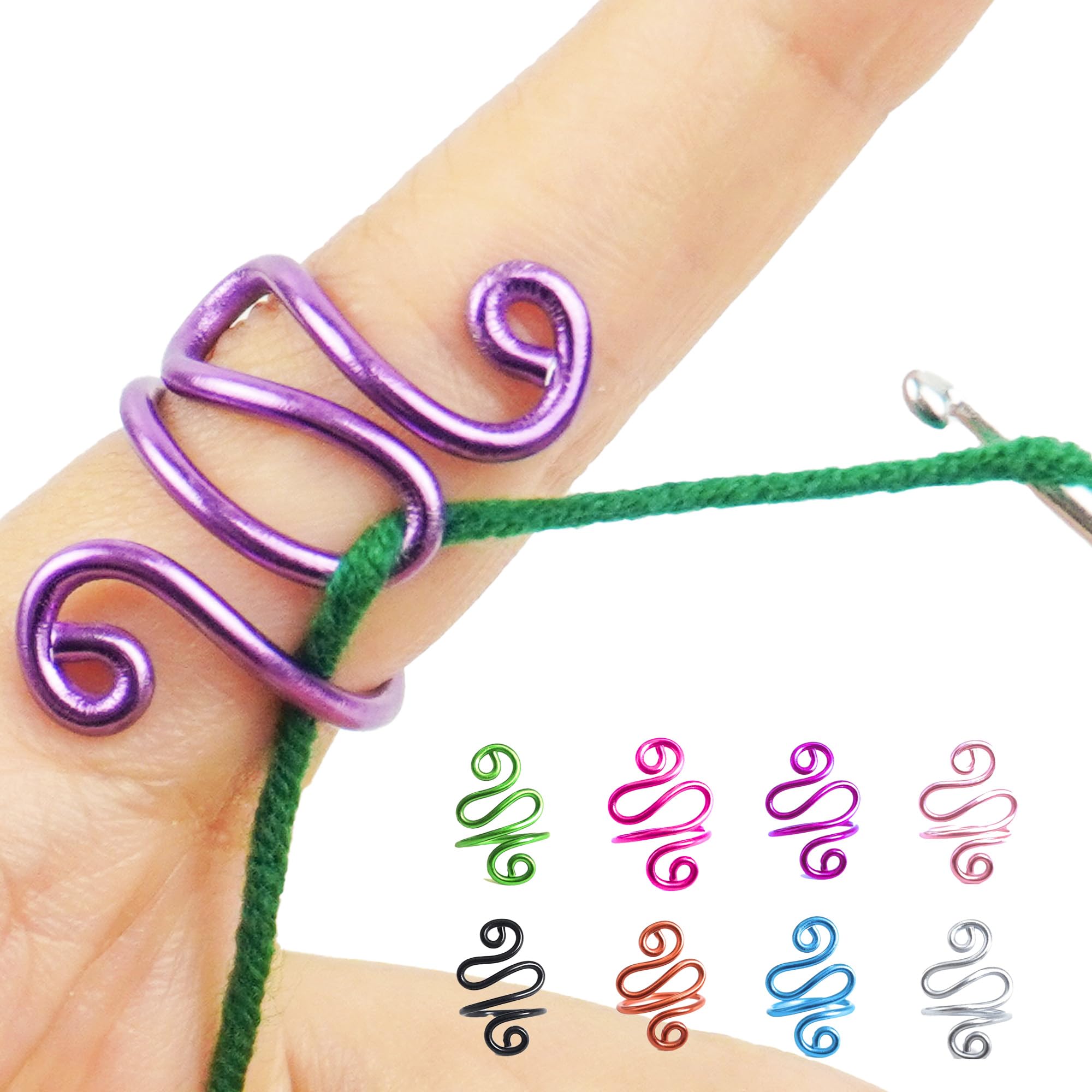 Handmade Crochet Tension Ring, Lefties & Righties Yarn Tension Control Ring, Adjustable Companion Ring, Gift for Crocheters Knitters, Birthday Gifts For Mom, Teacher (Size 7-10, Purple)