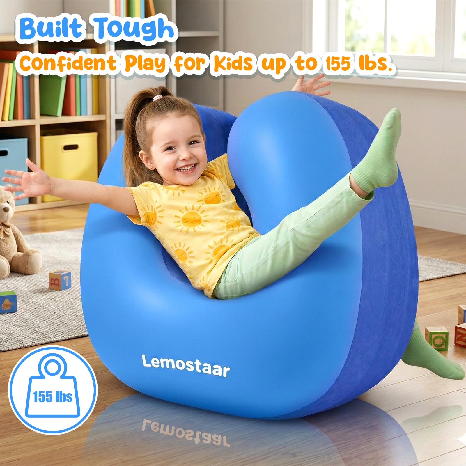 Inflatable Sensory Chair for Kids Toddlers, Soft Squeeze Seat for Kids with Autism & ADHD, Compression Rocking Chair for Sensory Room Must Have, Autism Sensory Products Includes Electric Air Pump