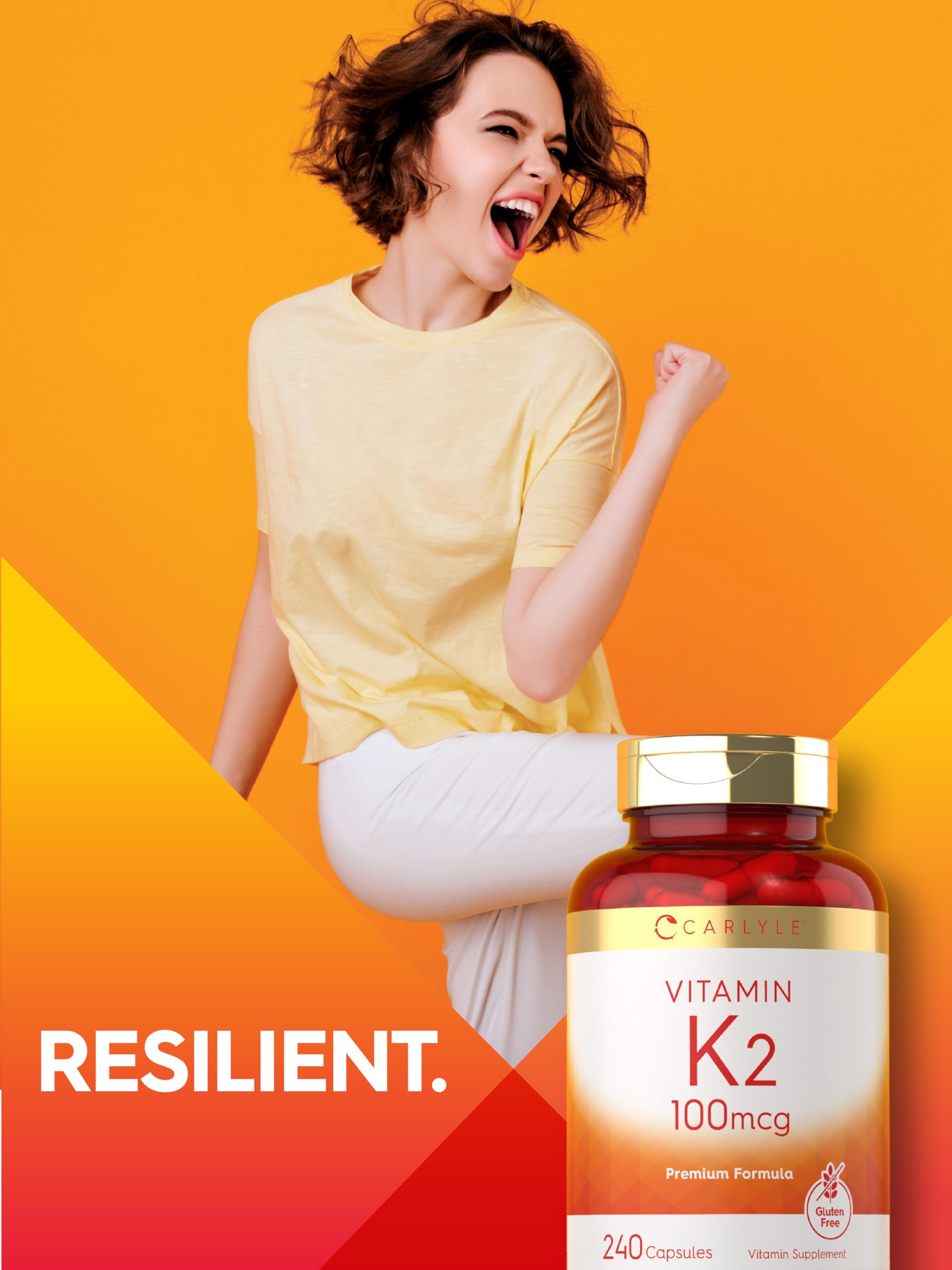 Carlyle Vitamin K2 Supplement 100 mcg | K2 MK-4 | 240 Capsules | Non-GMO & Gluten Free