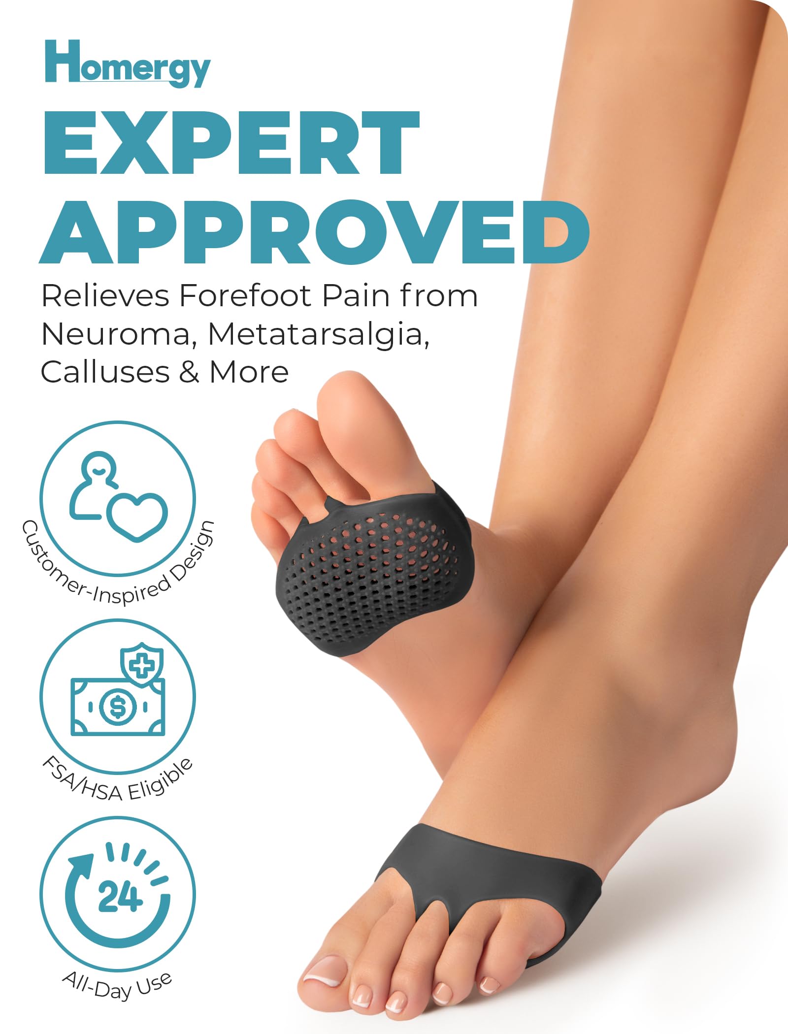 Metatarsal Foot Pads (4 Pack) + Premium Gel Heel Pads (2 Pack, M) – Foot Cushion Set for Daily Comfort & Pressure Relief