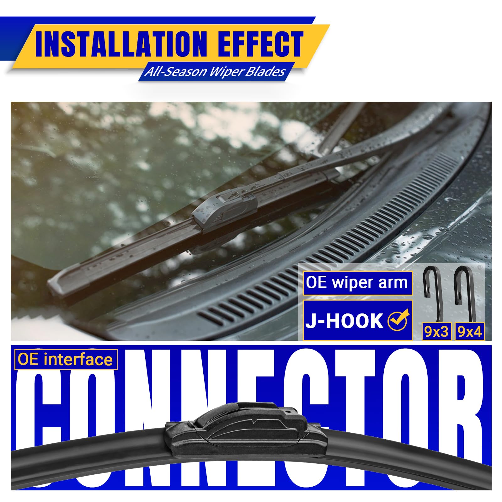 3 wipers Replacement for 2009-2020 Honda Fit, Windshield Wiper Blades Original Equipment Replacement - 28"/14"/14" (Set of 3) U/J HOOK