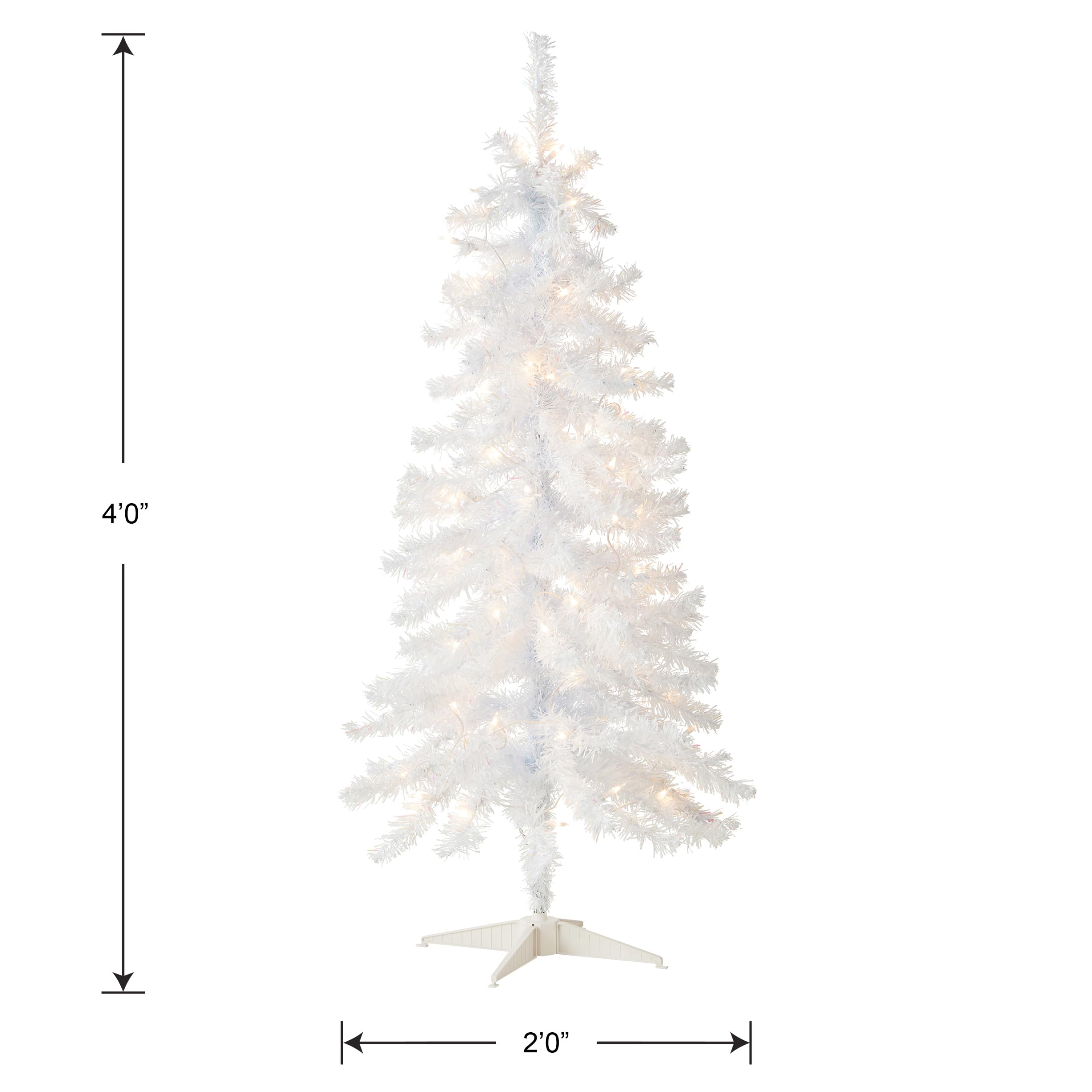 National Tree Company Pre-Lit Artificial Christmas Tree, White Tinsel, White Lights, Includes Stand, 4 feet