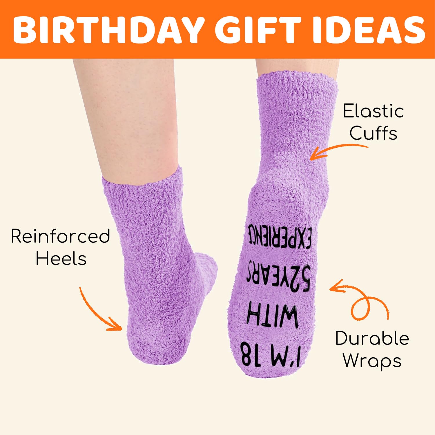 HAPPYPOP 70 Year Old Birthday Gifts for Women - 70th Birthday Gifts Ideas for Women, Best Gifts for 70 Year Old Female, Fuzzy 70th Birthday Socks In Purple