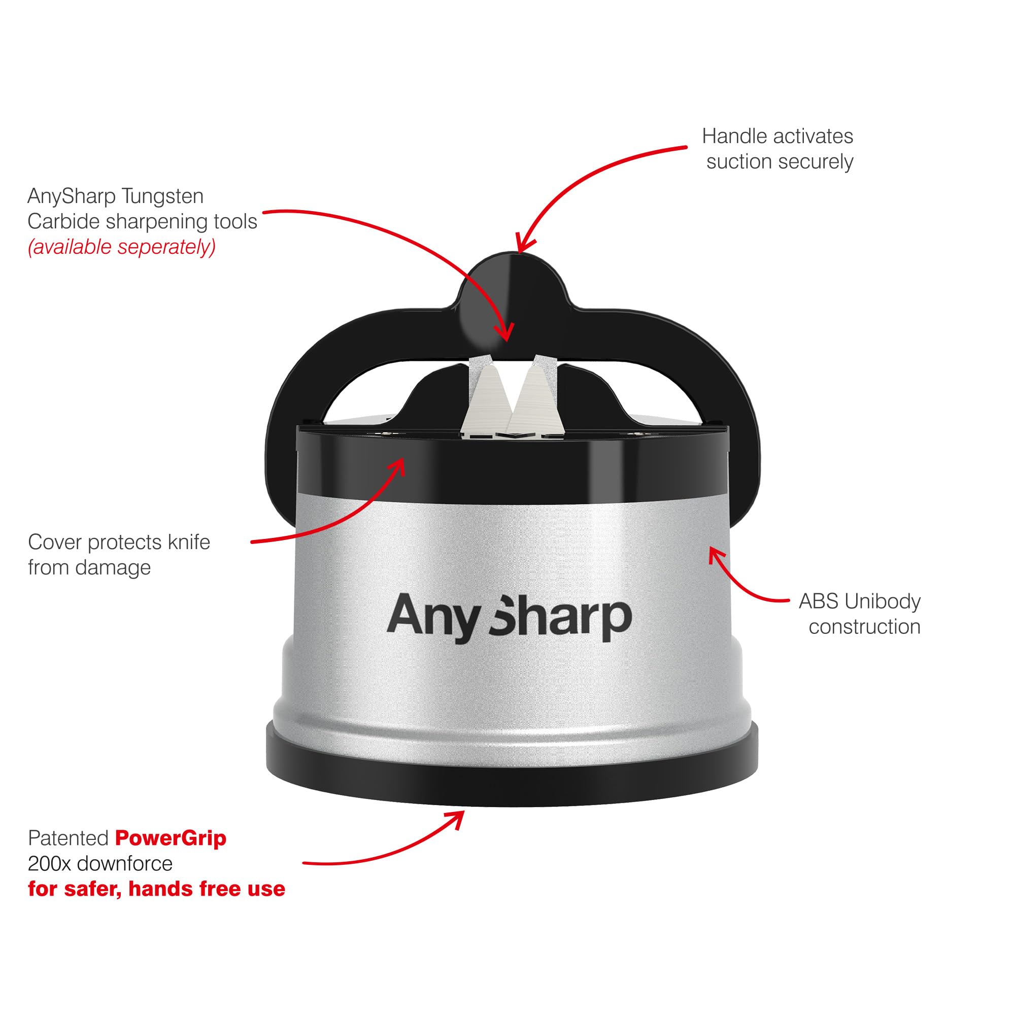 AnySharp Global Knife Sharpener, One Size, Silver