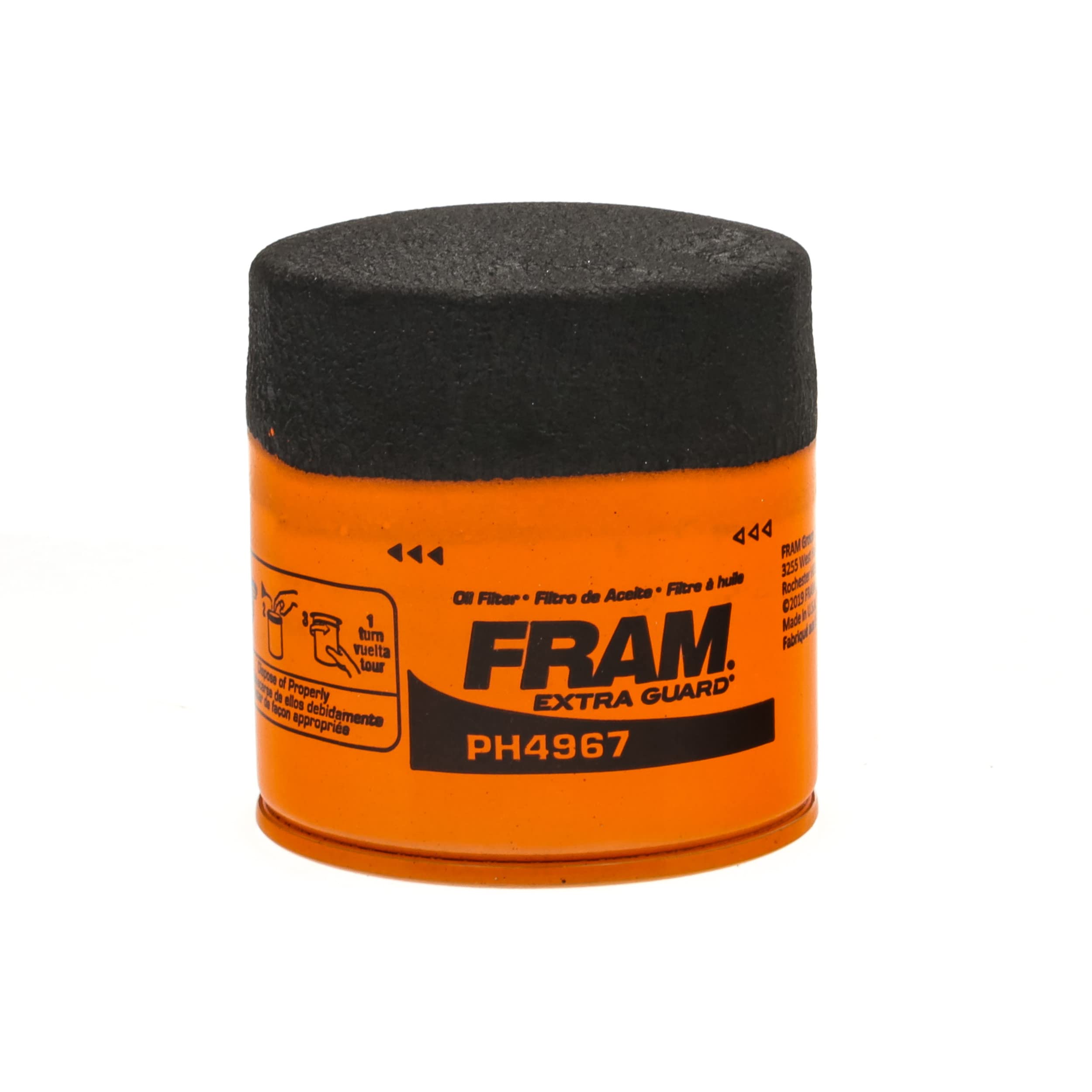 FRAM Extra Guard PH4967, 10K Mile Change Interval Spin-On Oil Filter, black