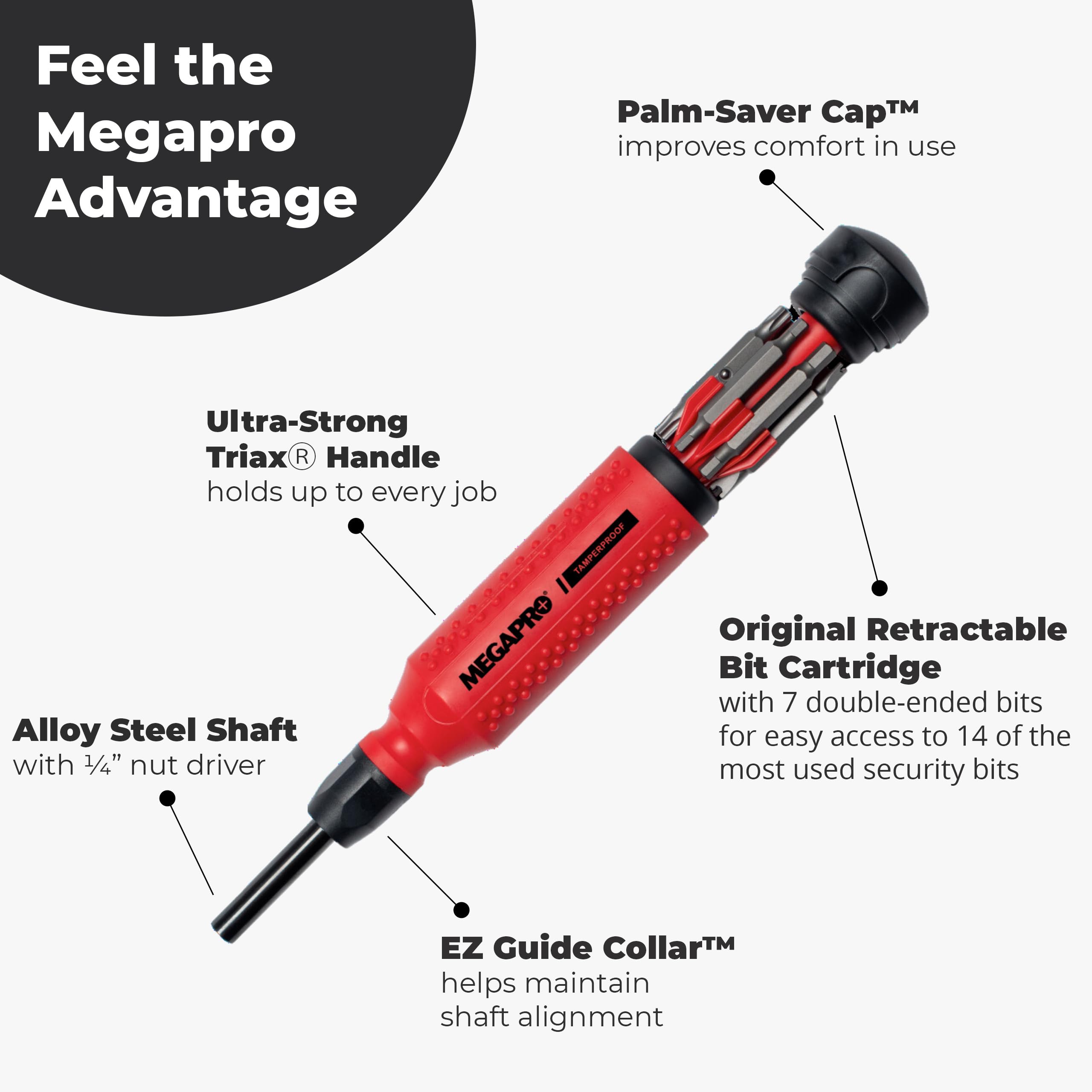 Megapro 151TP - Tamperproof 15-in-1 Multi-bit Screwdriver (Black/Red)