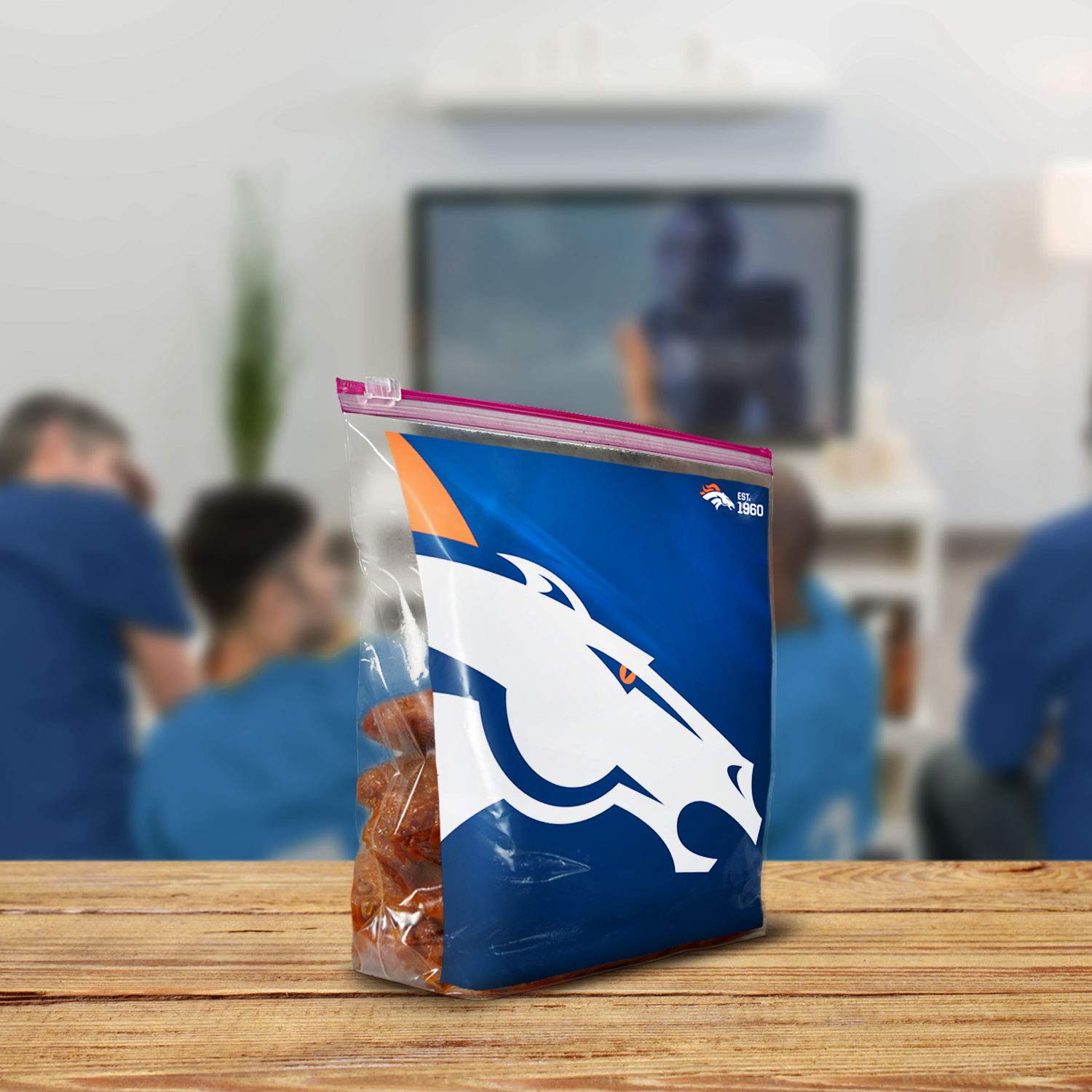 Ziploc Slider Storage Gallon Bag, Great for Grab-and-go Snacking, Tailgating or homegating, 20 Count- NFL Denver Broncos
