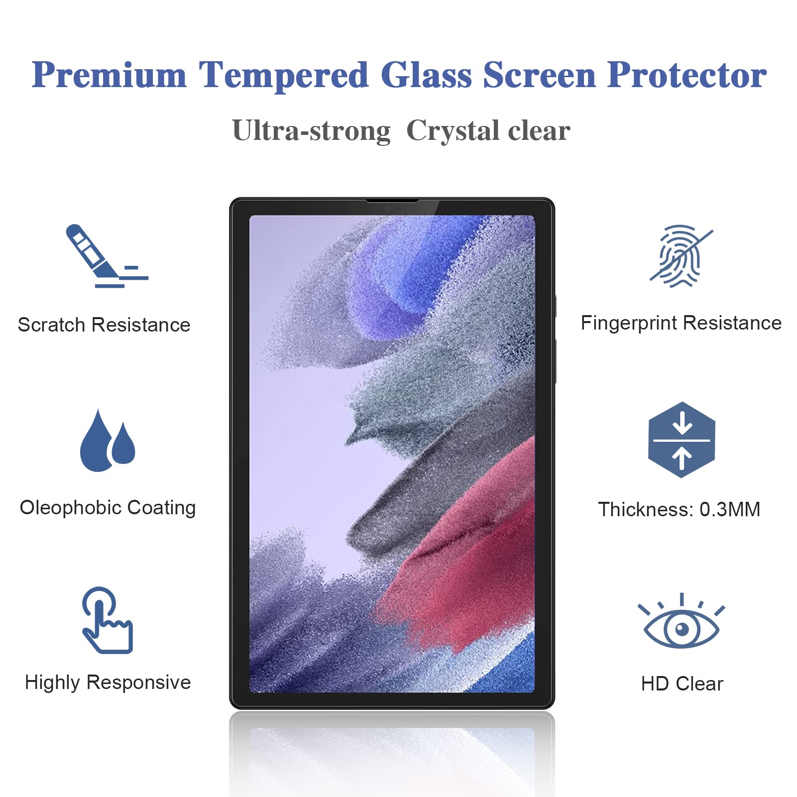 Gerutek [2-Pack Screen Protector for Samsung Galaxy tab A7 lite 8.7" 2021, [Ultra Clear] [Anti Scratch] [9H Hardness] [Bubble-Free] Tempered Glass Film for Samsung tab A7 Lite