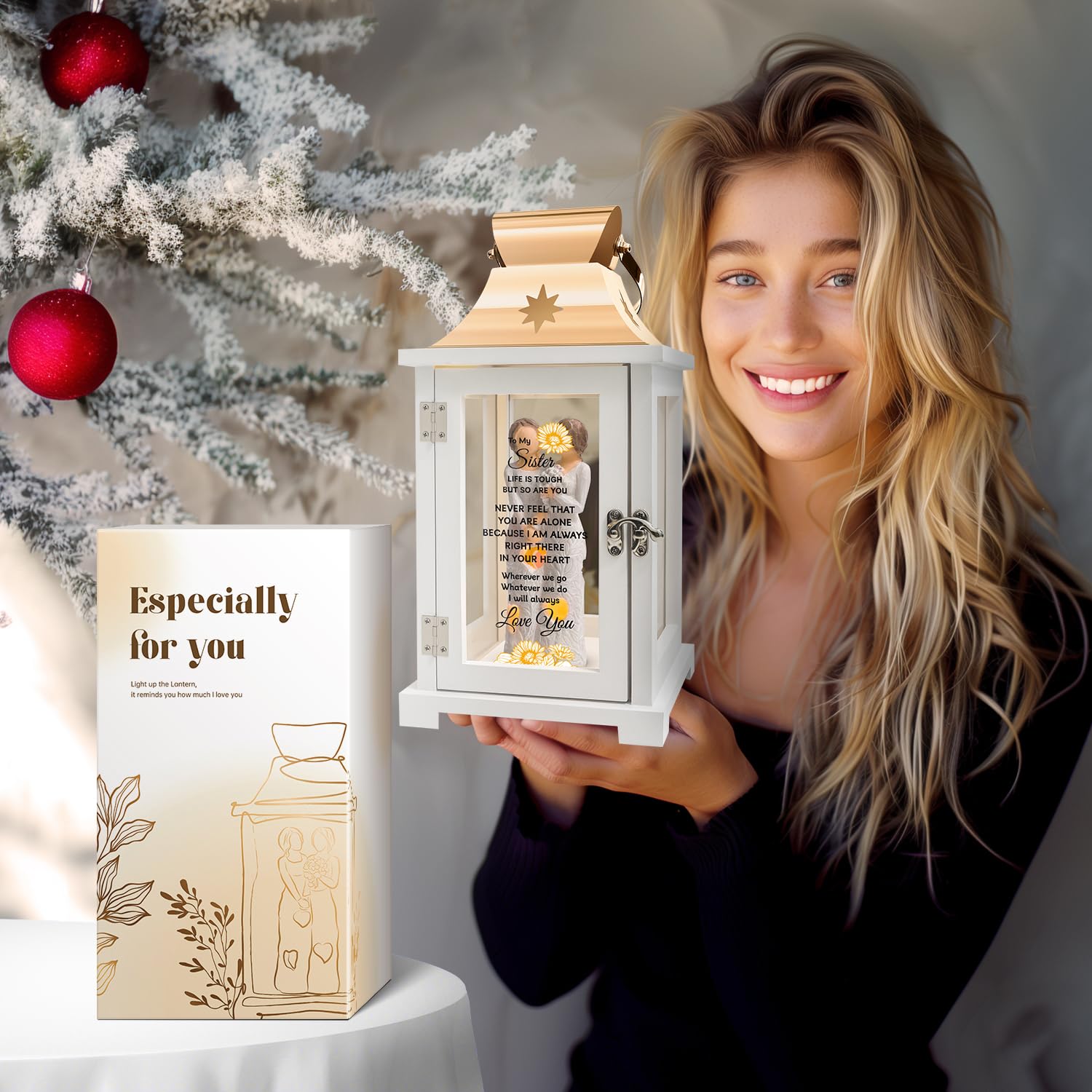 Homazing Sister Gifts Lantern - Unique Sister Gifts from Sister, Birthday Gifts for Sister Best Sister Gift Ideas for Mothers Day Christmas Thanksgiving Sisters Figurine Lantern Gifts from Sister