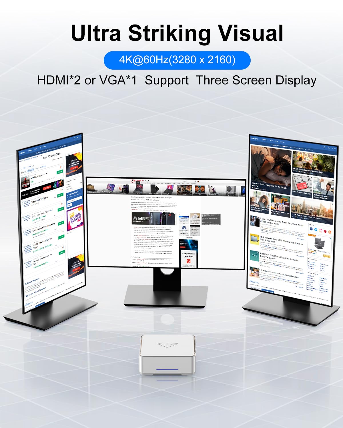 KAMRUI GK3Plus Mini PC, 16GB RAM 512GB M.2 SSD,12th Gen Alder Lake N95 (up to 3.4GHz) Micro PC, 2.5''SSD, Gigabit Ethernet, 4K UHD, WiFi, BT, VESA/Home/Business Mini Desktop Computer