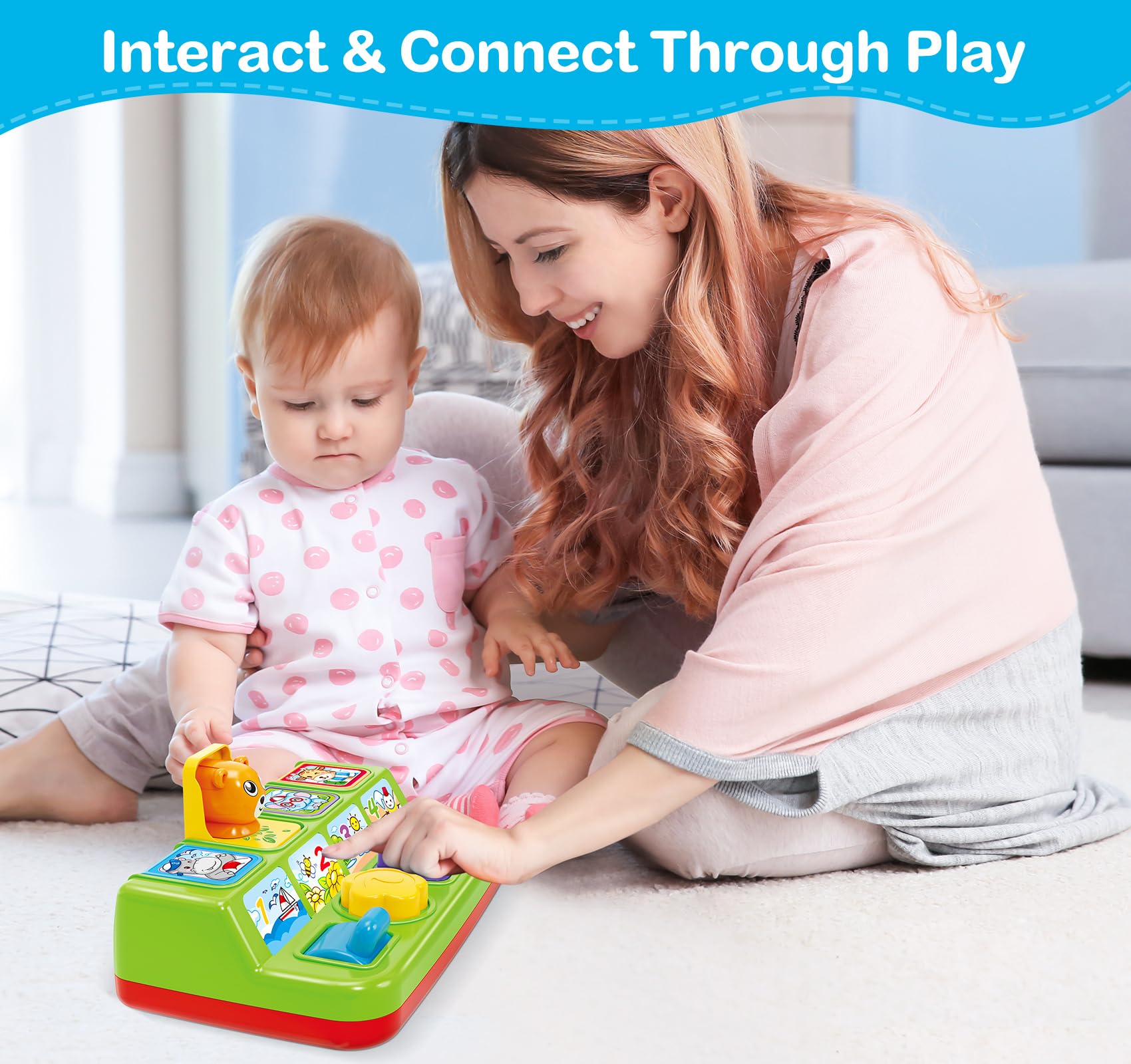 Baby Toys for 6 7 8 9-12 Months, Musical Pop-Up Cause and Effect Toys with Light & Music for 12-18 Months,Early Learning Educational Toys for Toddlers 1-3 Year Old, Ideal Gifts for Babies Boys Girls