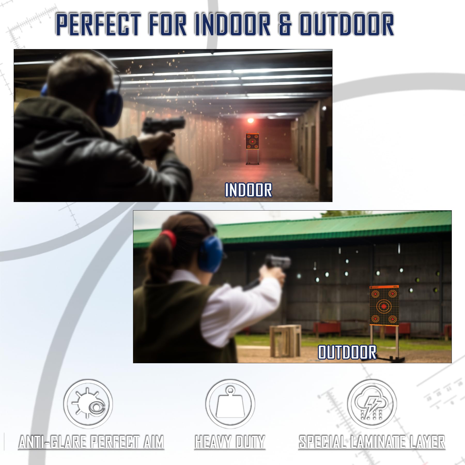 KNINE OUTDOORS Shooting Paper Targets for Shooting Range, 12x18 inch, Bulk for Hunting, Handguns, Pistols, Rifles, Axis Design (50 Pack)