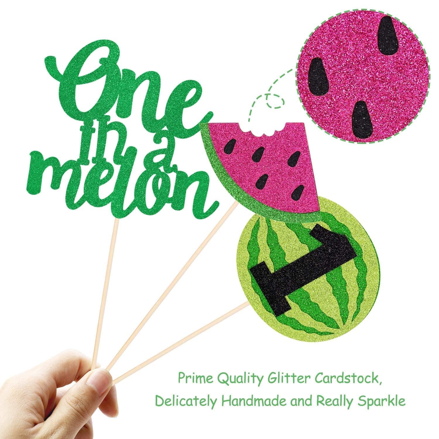 Yaaaaasss! One in a melon Centerpieces 12 Set Watermelon Glitter Party Table Centerpieces Sticks Summer 1st Birthday Party Decorations Watermelon Photo Prop Table Topper