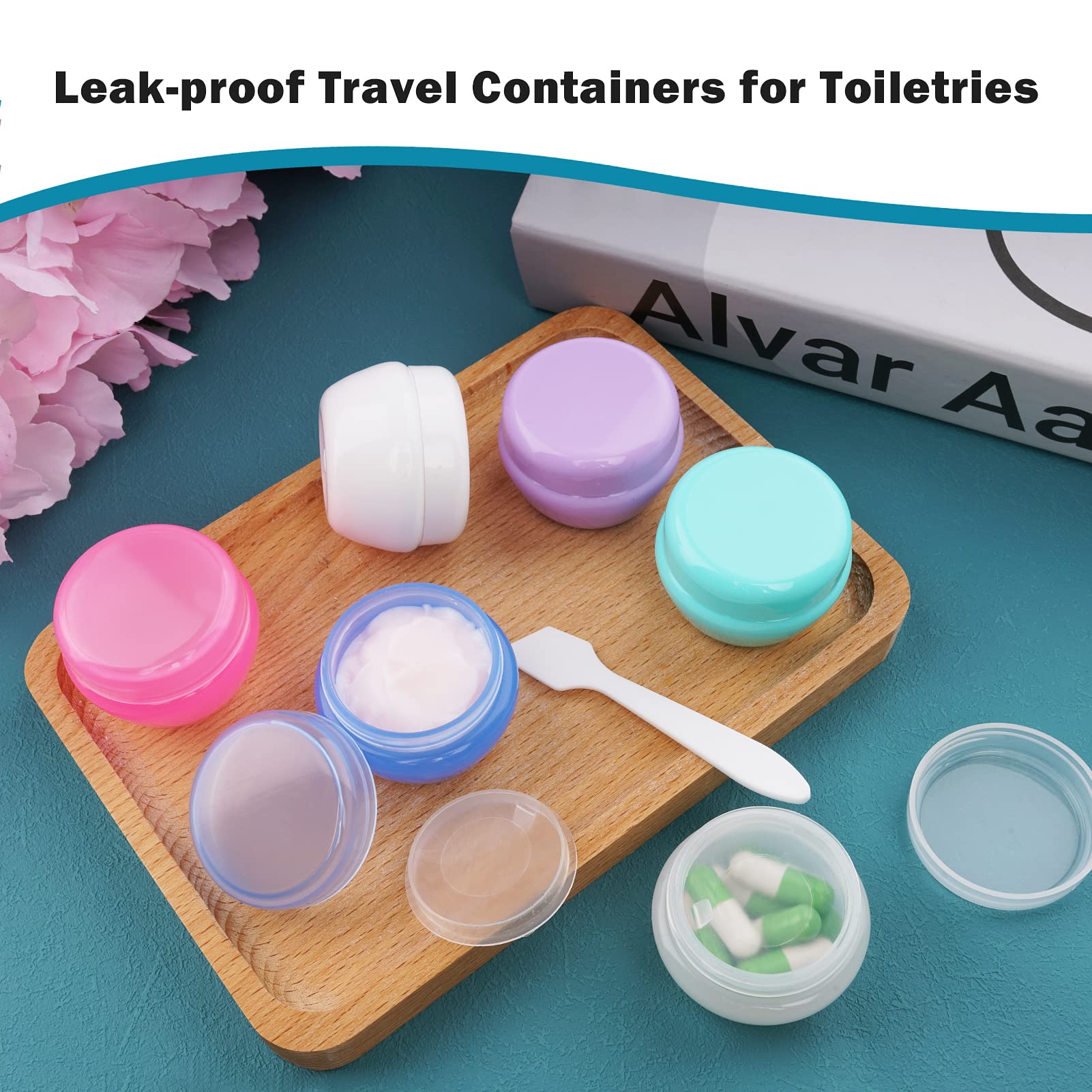 Cosywell Small Travel Containers Plastic Travel Jars for Creams TSA Approved Refillable Cosmetic Containers Leak-proof Travel Size Containers with Lid for Lotion Makeup Cosmetics 6 Pieces