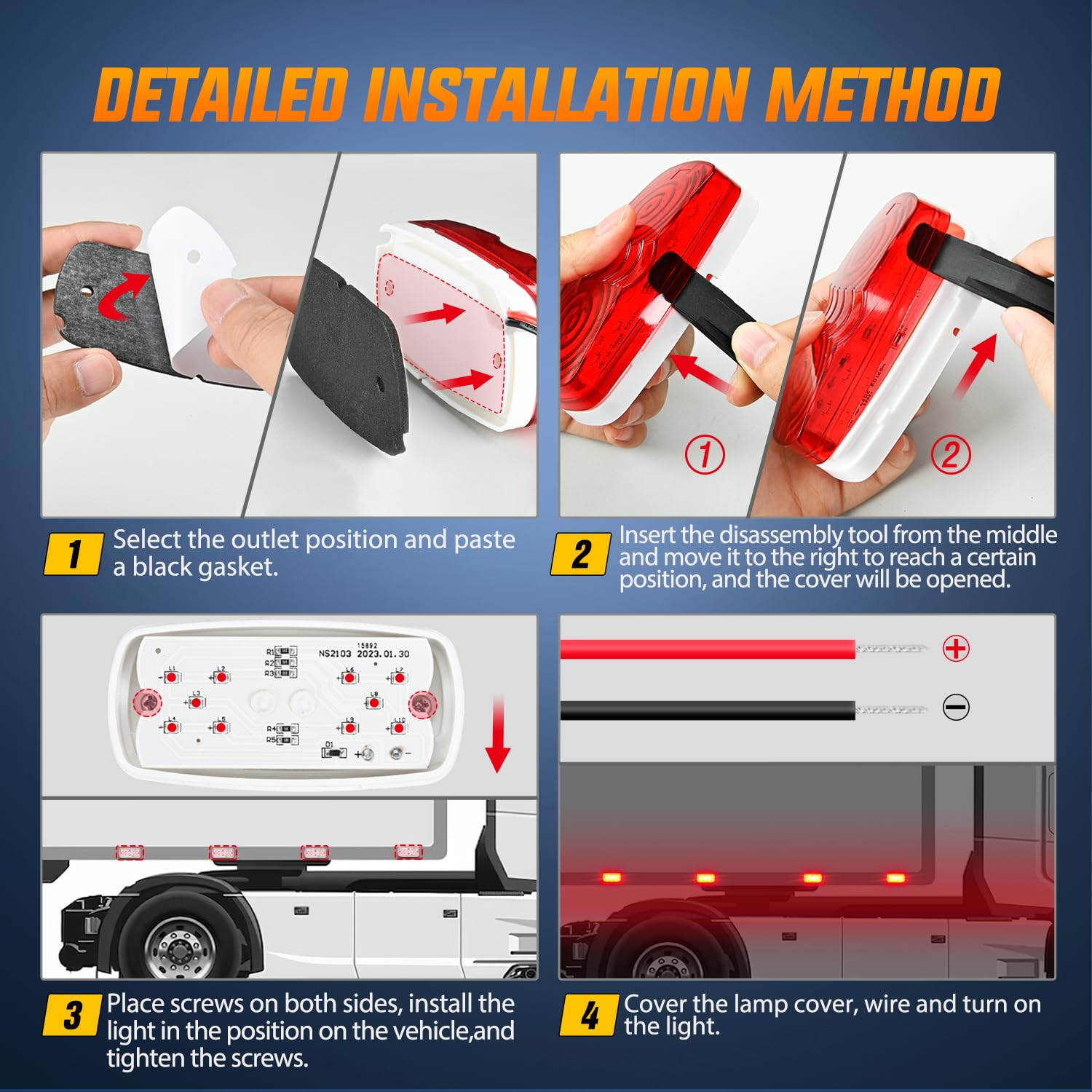 Nilight Double Bullseye Marker Light 14PCS Red Amber 10LED Rectangular Clearance Light Front Side Rear Marker Indicator Light Surface Mounted for 12V Truck Camper RV Boat Lorry