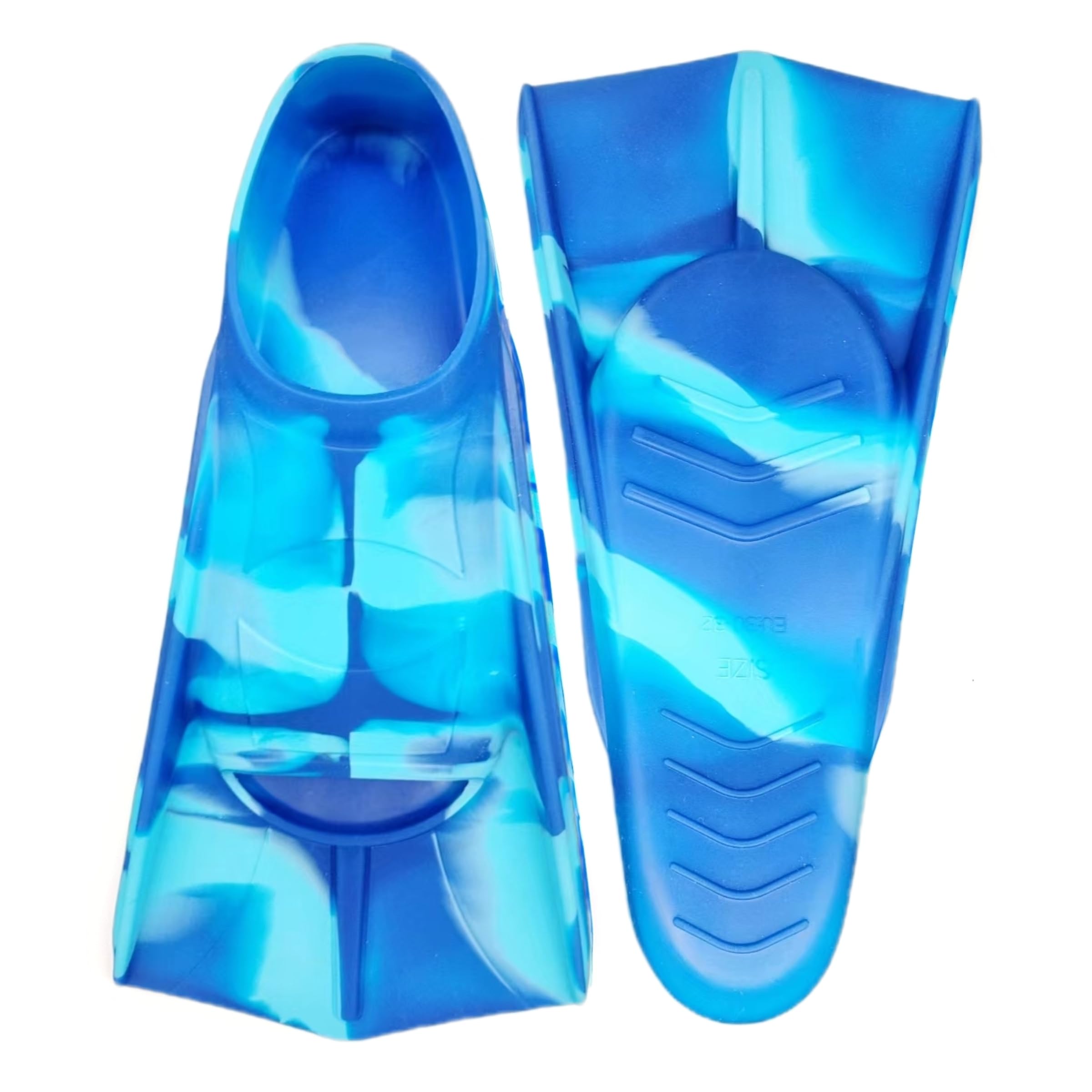 Gugmoy Kids Swim Fins,Comfortable Silicone Flippers for Swimming and Diving,Size Suitable Beginners Kids Girls Boys Adults (XX-Small, Oceanblue)