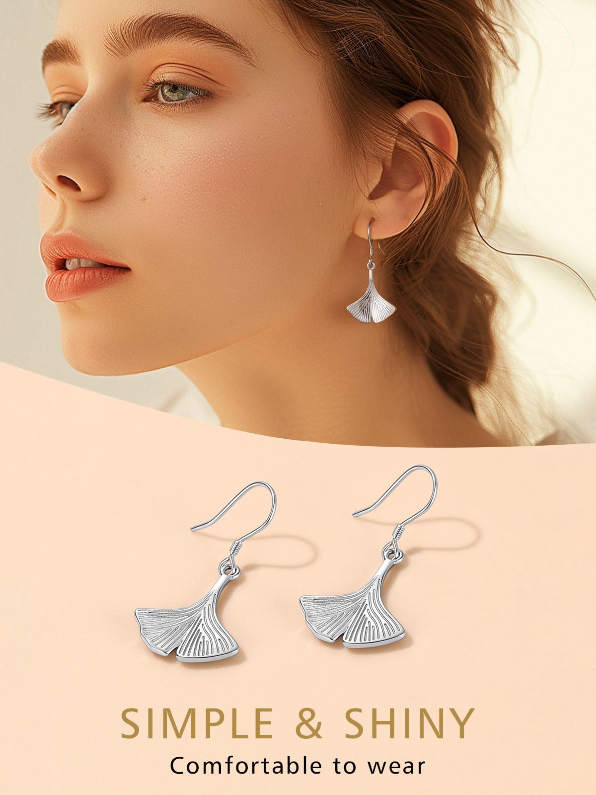 FindChic 925 Sterling Silver Earrings Drop Earrings for Women Cute Ginkgo Leaf Hypoallergenic Fun Earrings Floral Jewelry Gift