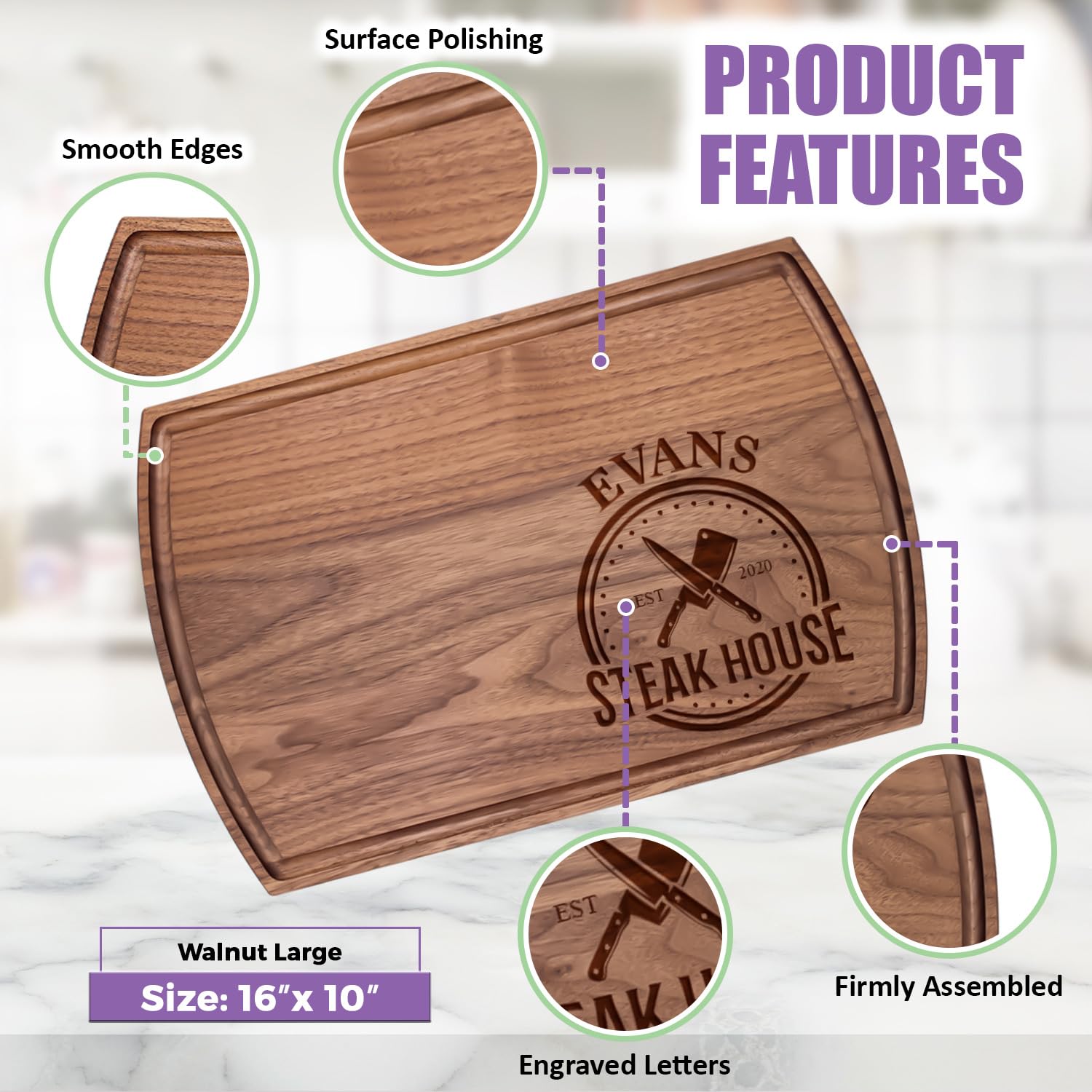 Personalized Dad Cutting Board - Custom Wood Grill Board for BBQ Masters - Barbeque and Grilling Gift Idea for Anniversary, Christmas Gifts for Men and Dad, Husband, Dad, Grandpa, Mens Christmas Gifts