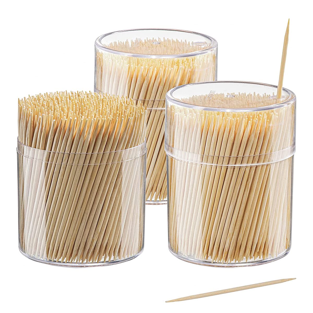 [1500 Count] Bamboo Wooden Toothpicks Wood Round Double -Point Tooth Picks