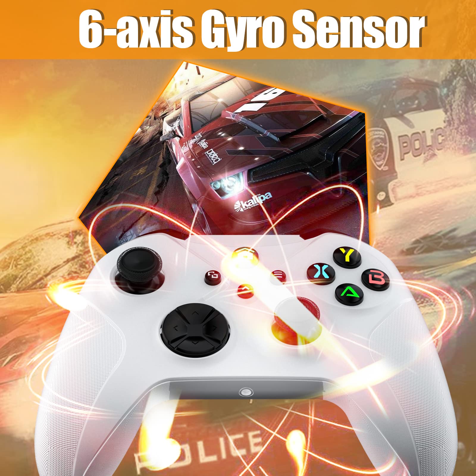 Dinosoo Wireless Controller for Android Windows PC Steam Games, Dual Vibration TURBO Macro Function Hall Trigger 3.5mm Headphone Jack - White (Can't Connect to X for Now)