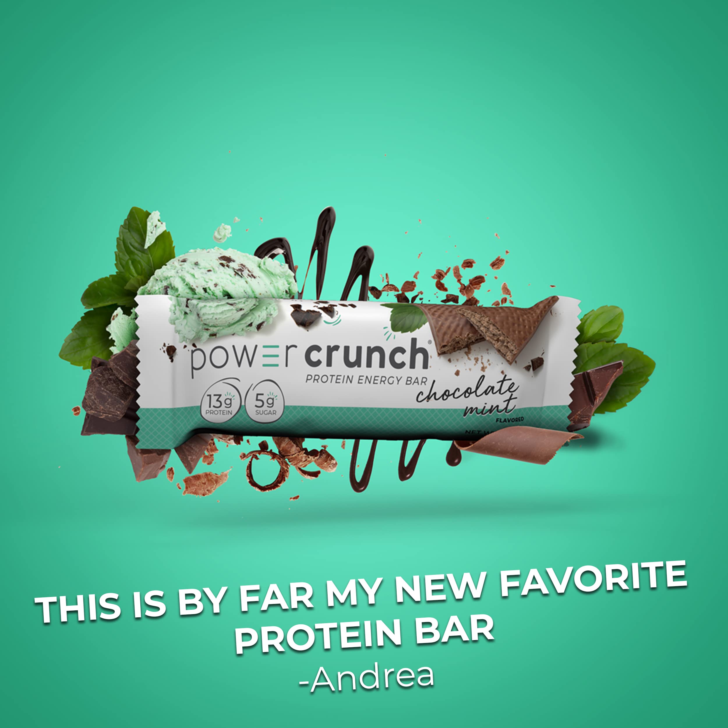 Power Crunch Protein Wafer Bars, High Protein Snacks with Delicious Taste, Chocolate Mint, 1.4 Ounce (12 Count)