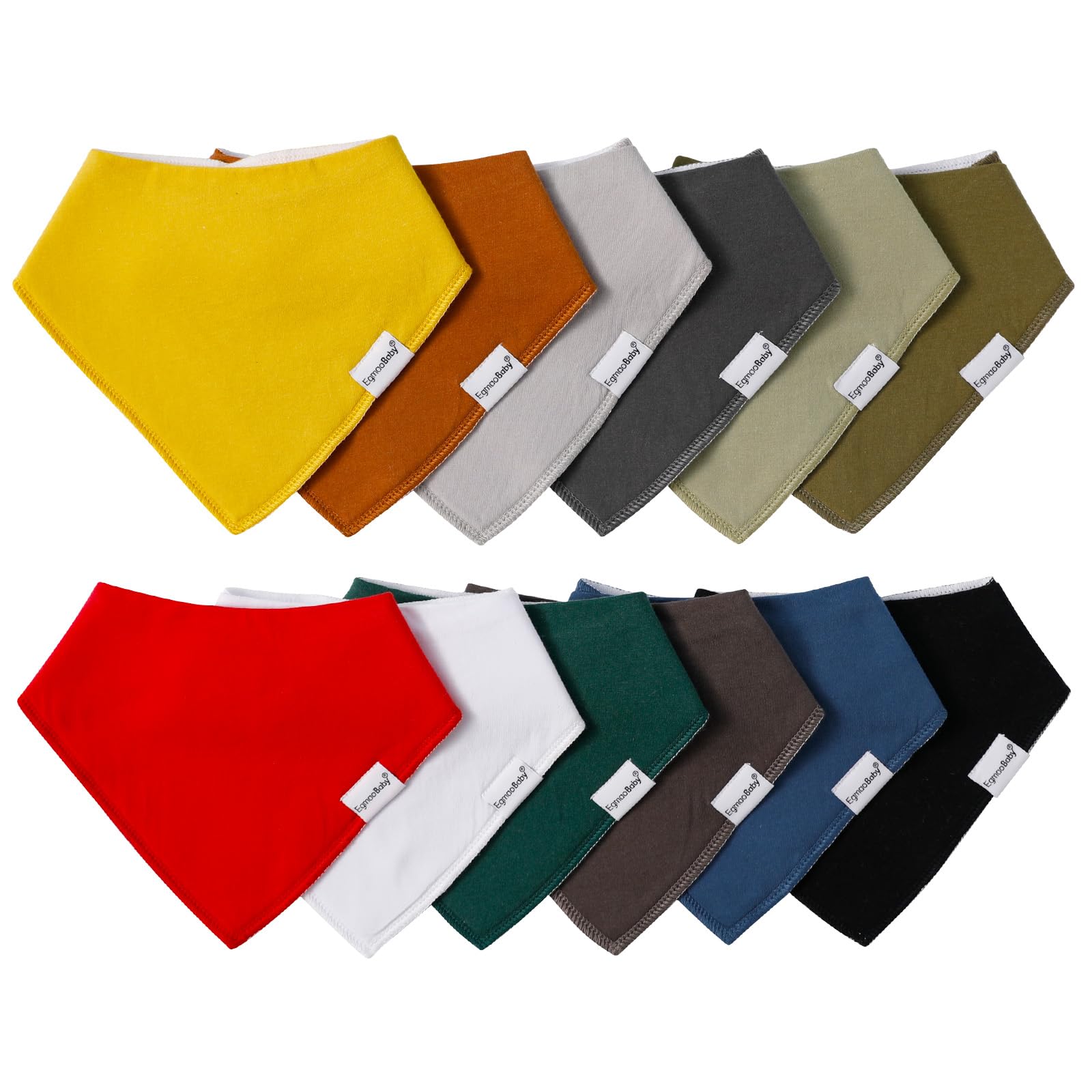 12 Pack Organic Cotton Baby Bandana Bibs for Drooling and Teething Boys and Girls