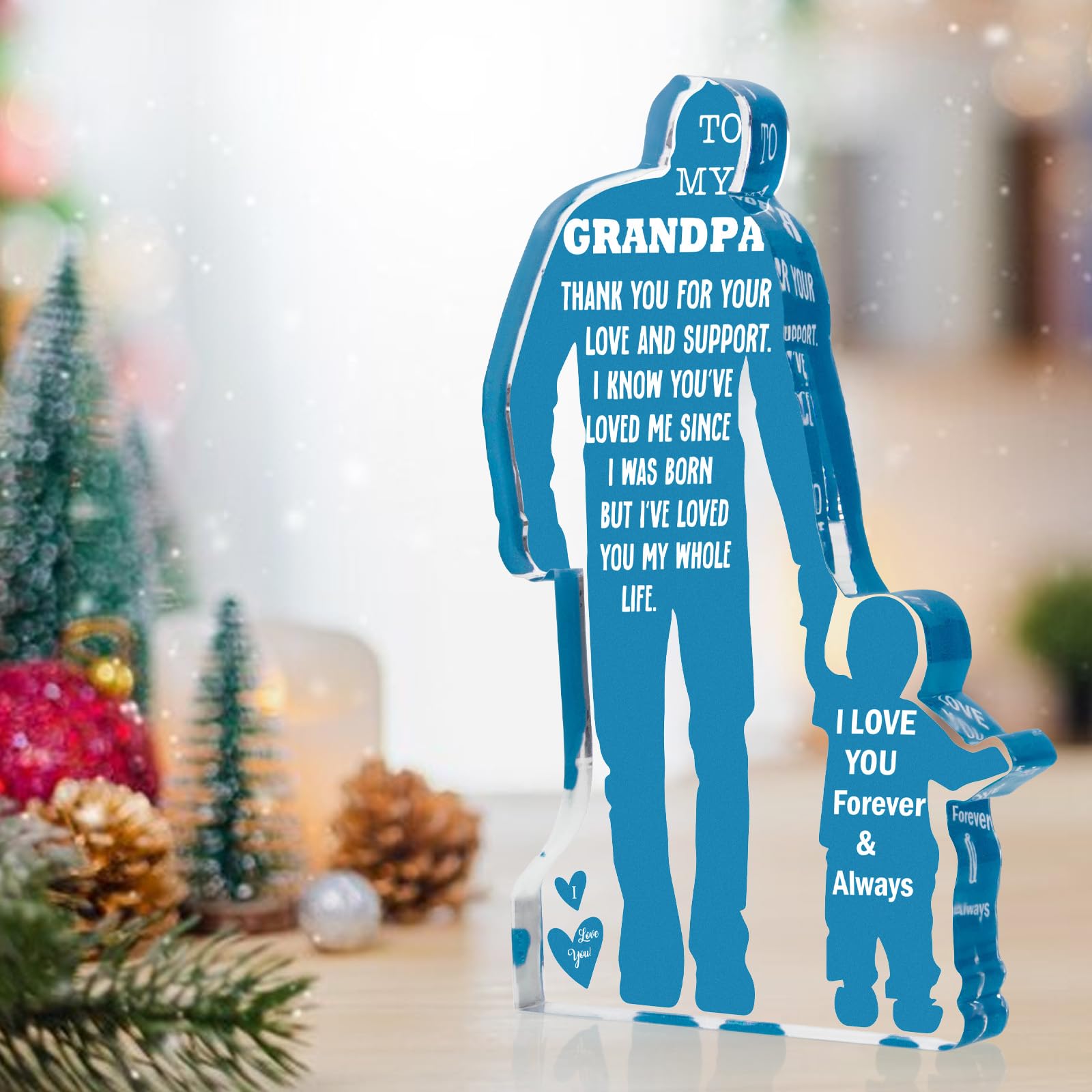 Grandpa Gift from Grandson Christmas Gifts for Granddad, Grandfather Birthday Gifts Idea from Grandson Best Grandpa Ever Gifts to My Grandpa Father's Day Gifts Acrylic Plaque Sign 5.1x3.2in