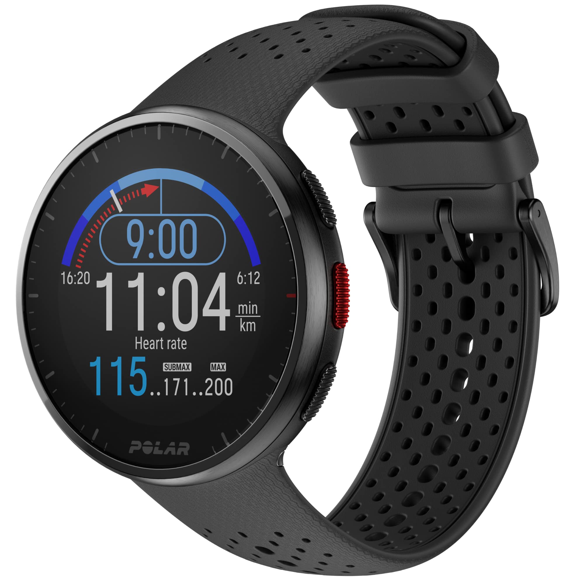 POLAR Pacer Pro Advanced Ultra-Light GPS Fitness Tracker Smartwatch for Runners with Training Program & Recovery Tools; S-L, for Men or Women, Grey-Black