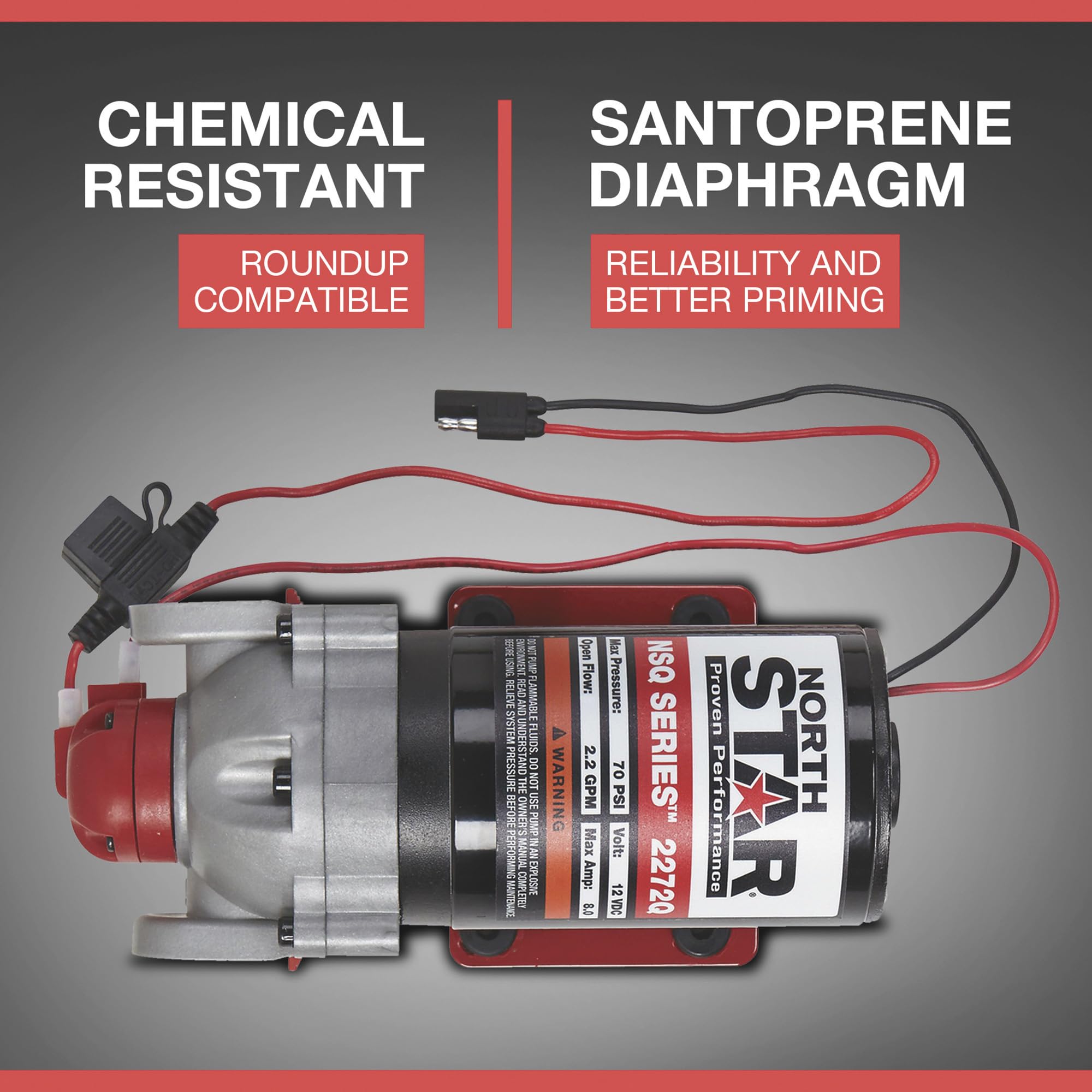 NorthStar NSQ Series 12V On-Demand Sprayer Diaphragm Pump with Quick-Connect Ports - 2.2 GPM