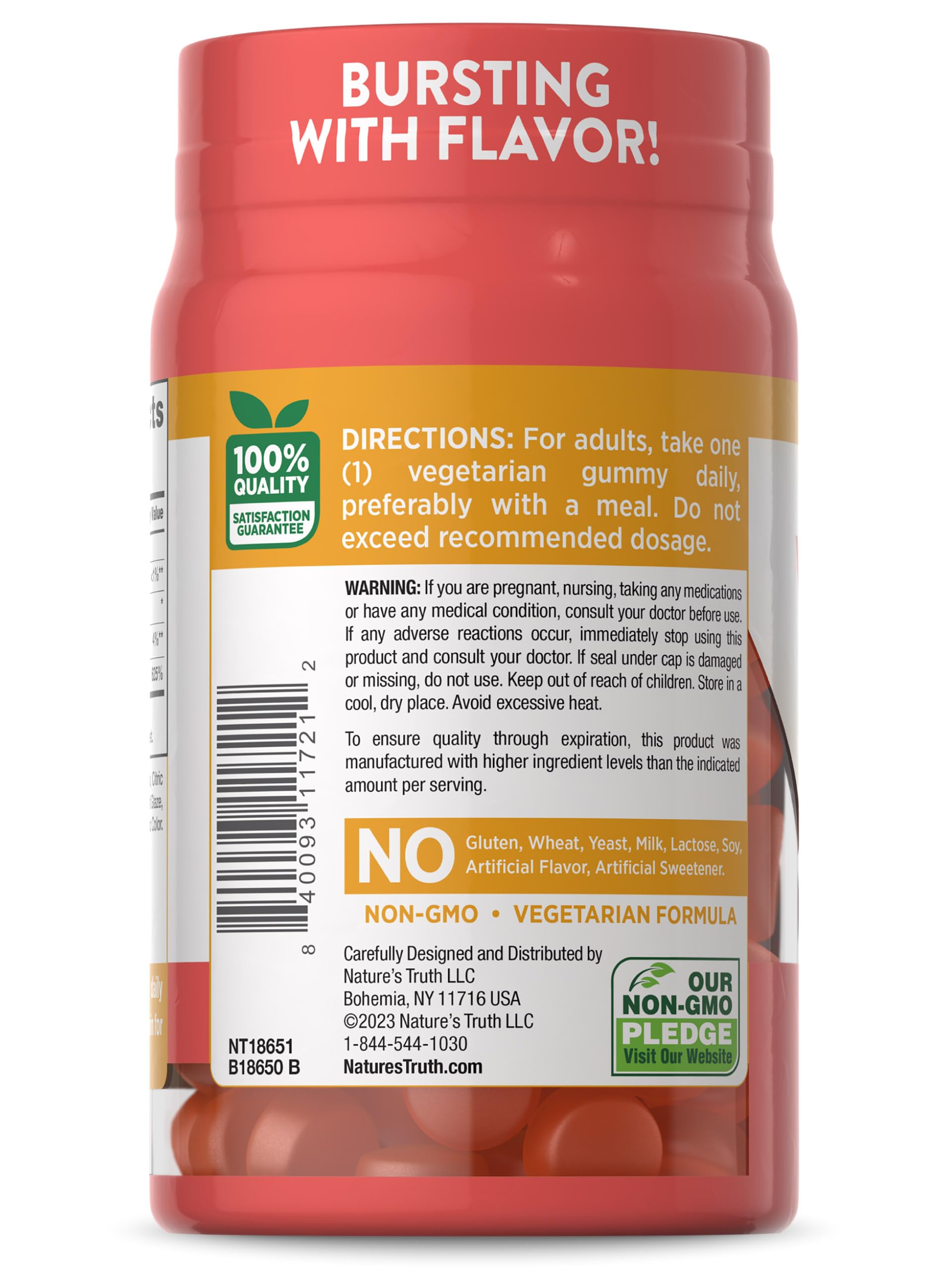 Nature's Truth Vitamin D3 Gummies | 5000 IU | 60 Count | Peach Flavor | Vegetarian, Non-GMO & Gluten Free Supplement