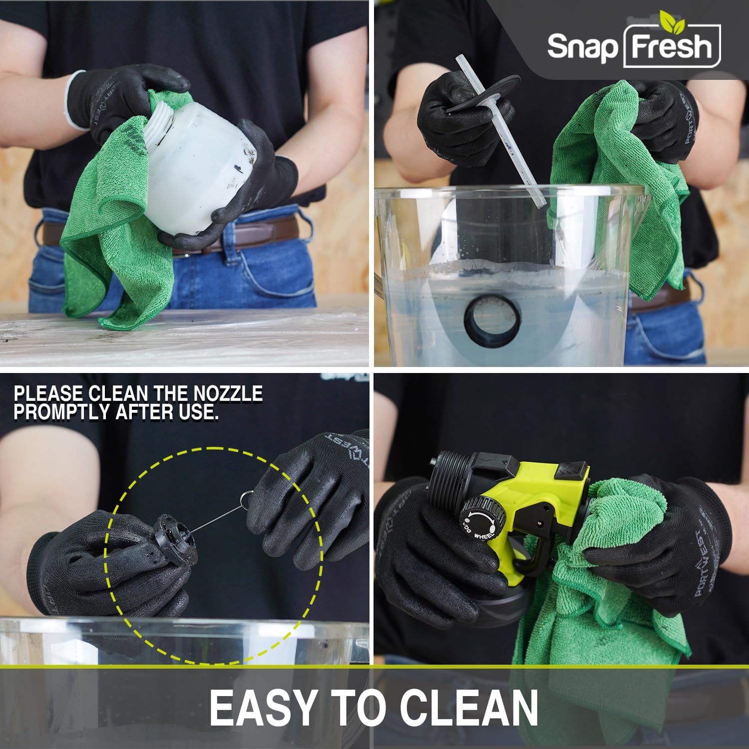 SnapFresh 20V Cordless Electric Paint Sprayer- Powerful Battery Powered HVLP Spray Gun,Lightweight Tool with 3 Nozzles for Home DIY Projects(4.0Ah Battery & Fast Charger Included)