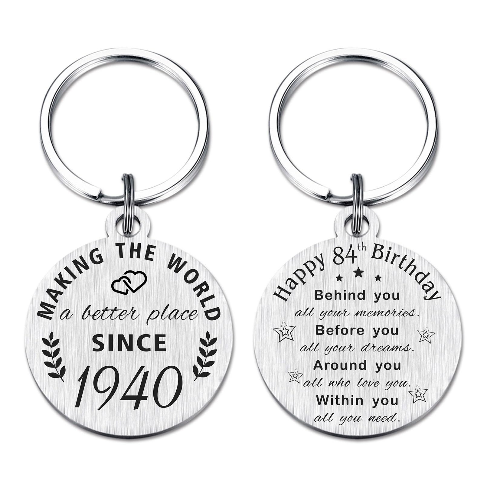 ABNTY 84th Birthday Gifts for Women Men, 84 Year Old Birthday Keychain, Born in 1940 Gifts, 1940 Birthday Decorations