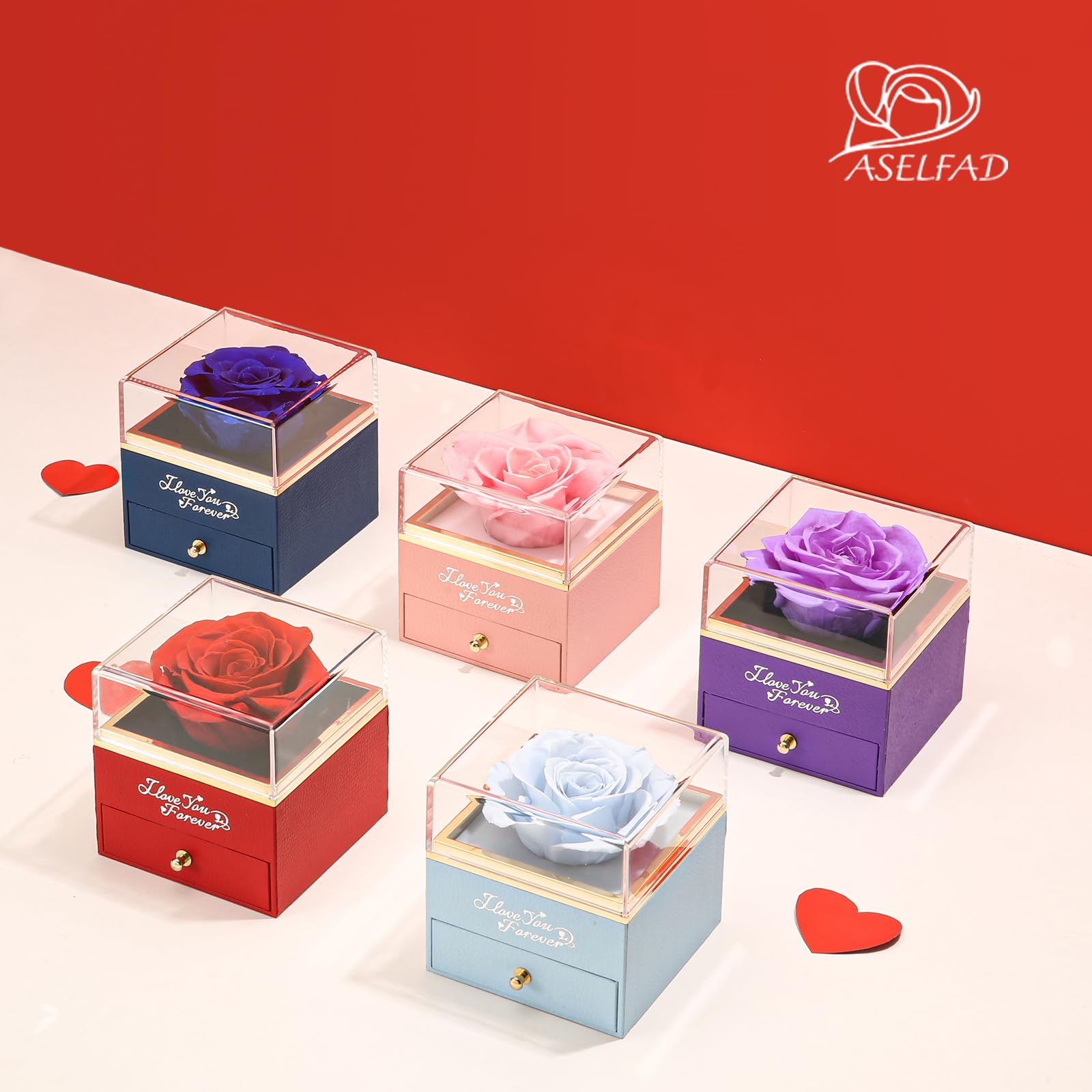 ASELFAD Preserved Real Red Rose, Forever Flowers Rose Gifts for Mom Wife Girlfriend on Christmas, Valentines Day, I Love You Gifts for Her, Anniversary or Birthday Gifts for Women