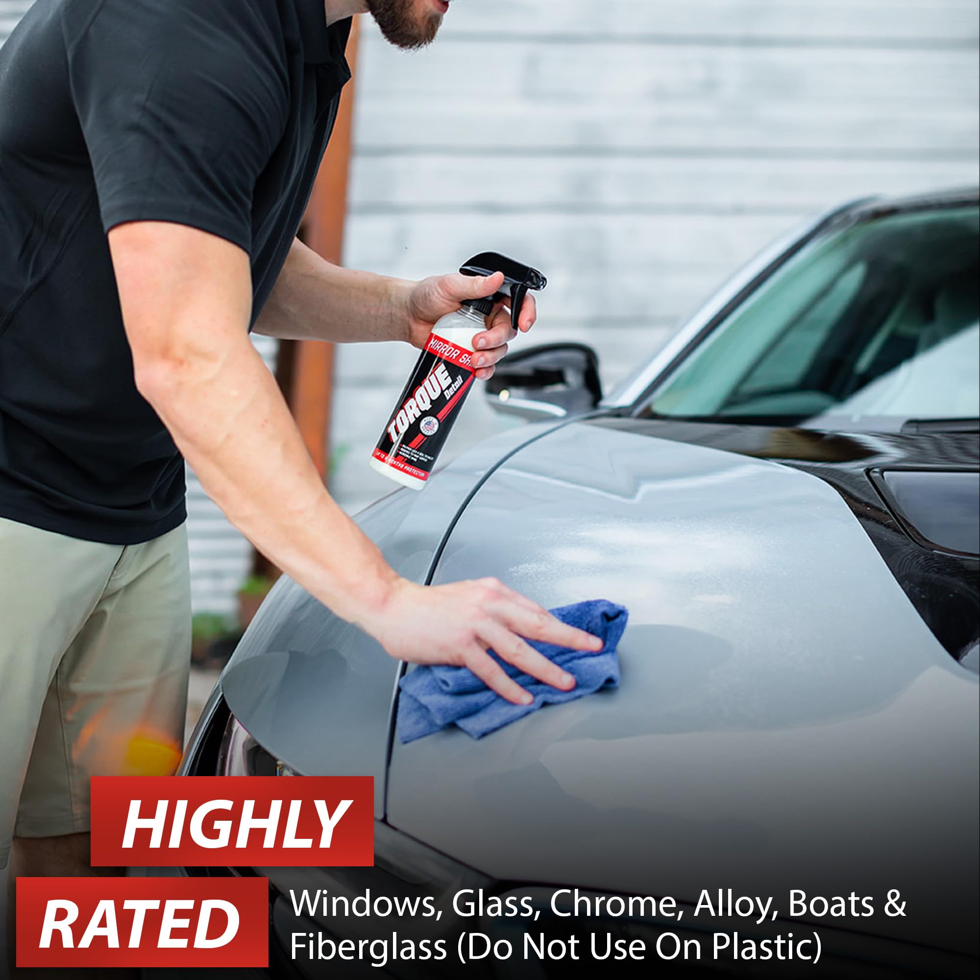 Mirror Shine - Super Gloss Ceramic Wax & Sealant Hybrid Spray by Torque Detail - Showroom Shine w/Professional Detailer Protection - Quickly Applies in Minutes, Each Coat Lasts Months - 16oz Bottle