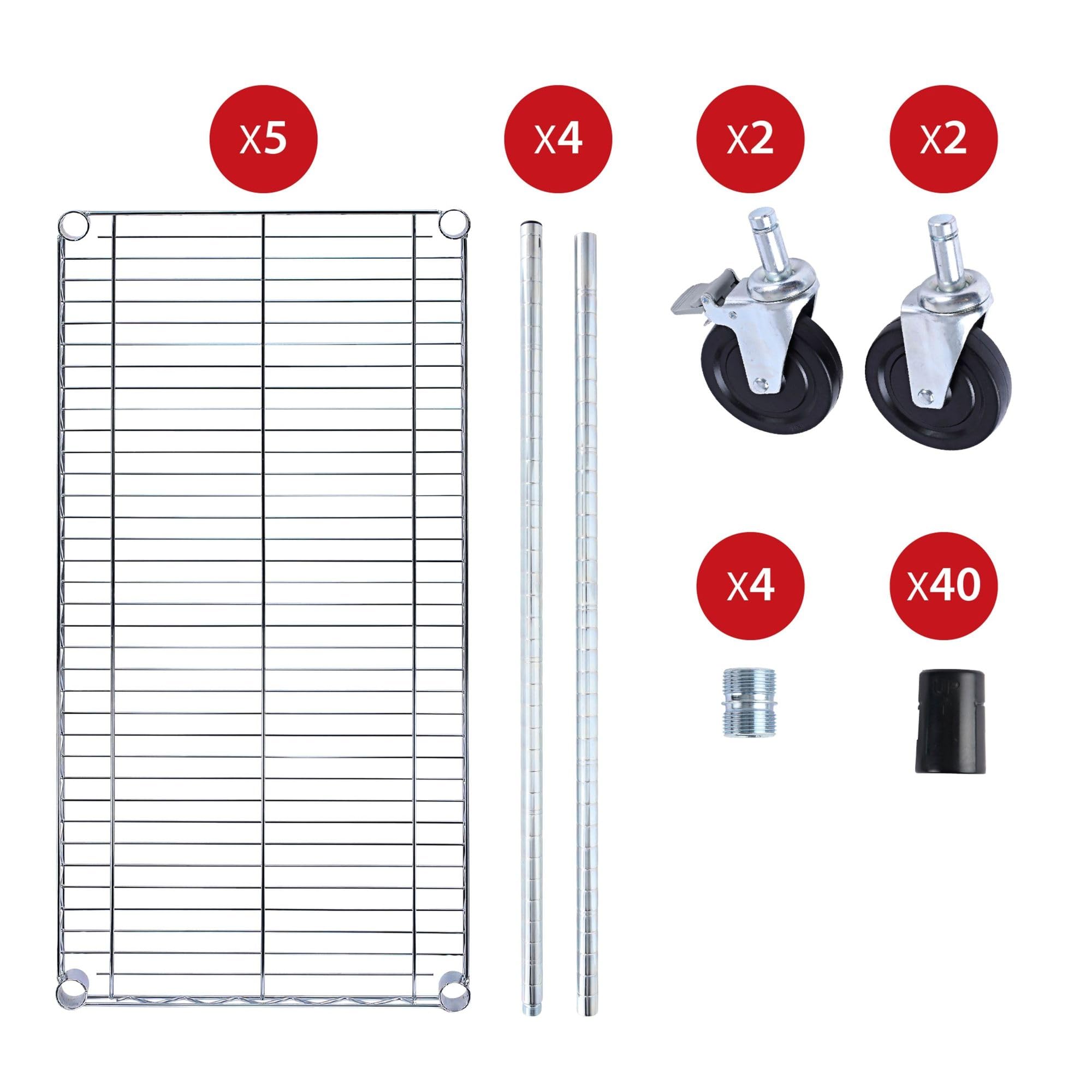 Alera SW653618SR 36 in. x 18 in. x 72 in. Five-Shelf Wire Shelving Kit with Casters and Shelf Liners - Silver
