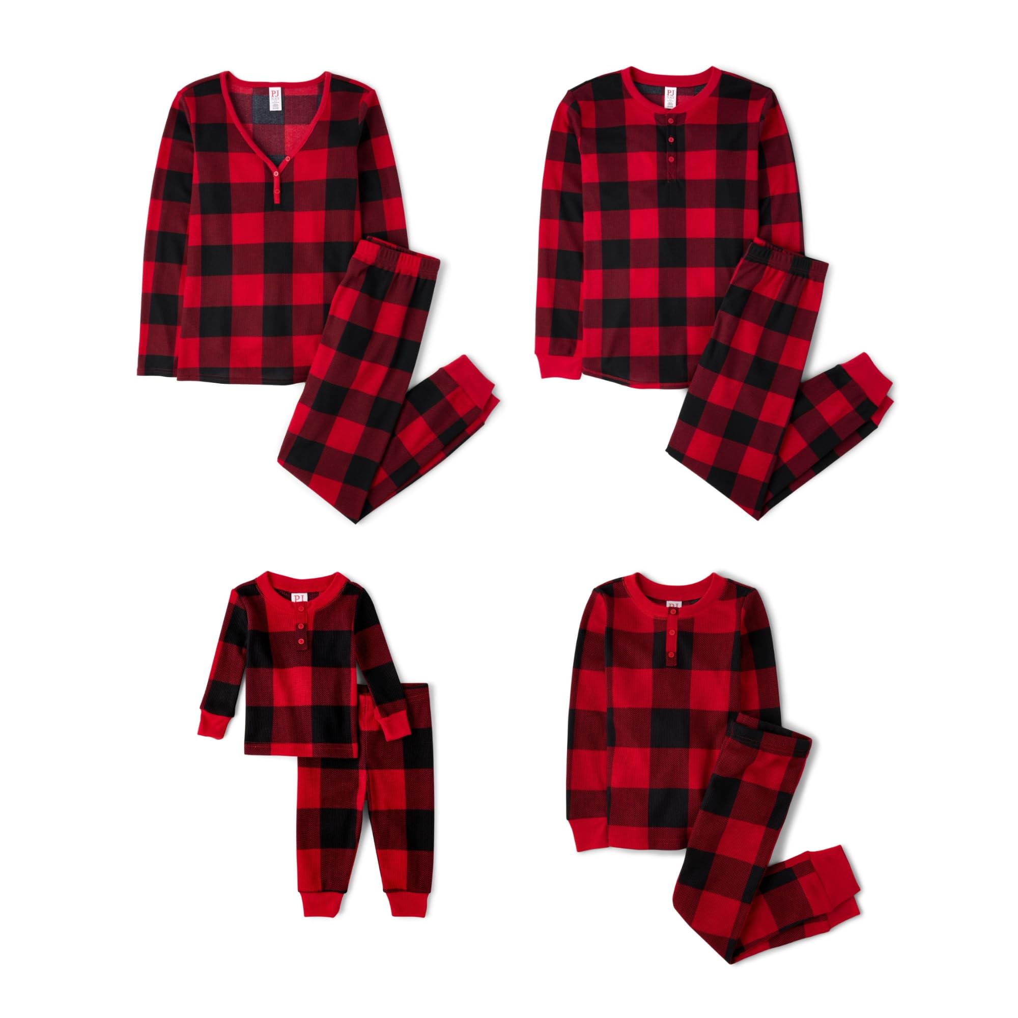 The Children's Place Baby Toddler 2 Piece Family Matching, Thermal Pajamas Sets, Red Buffalo Plaid