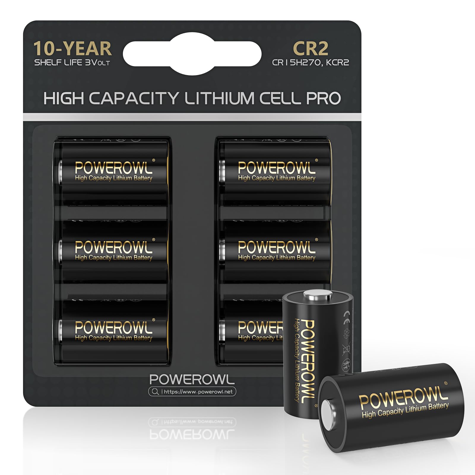 POWEROWL CR2 3V Lithium Battery, 6 Pack High Capacity CR15h270 CR 2 C2 3 Volt Batteries Cell, Long Lasting Power