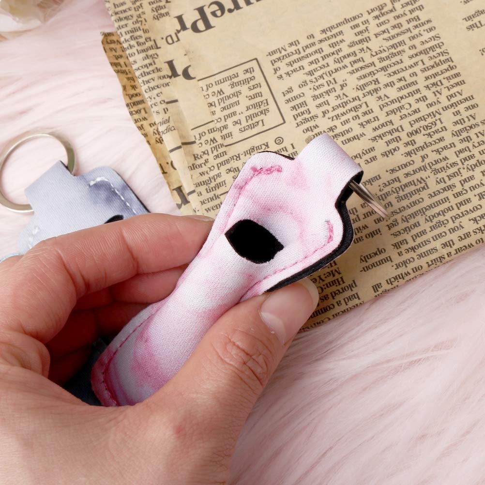 Pengxiaomei 5 Pcs Chapsticks Holder Keychain Stocking Stuffers for Women Lip Balm Holder Chapsticks Keychain Holder for Lipstick